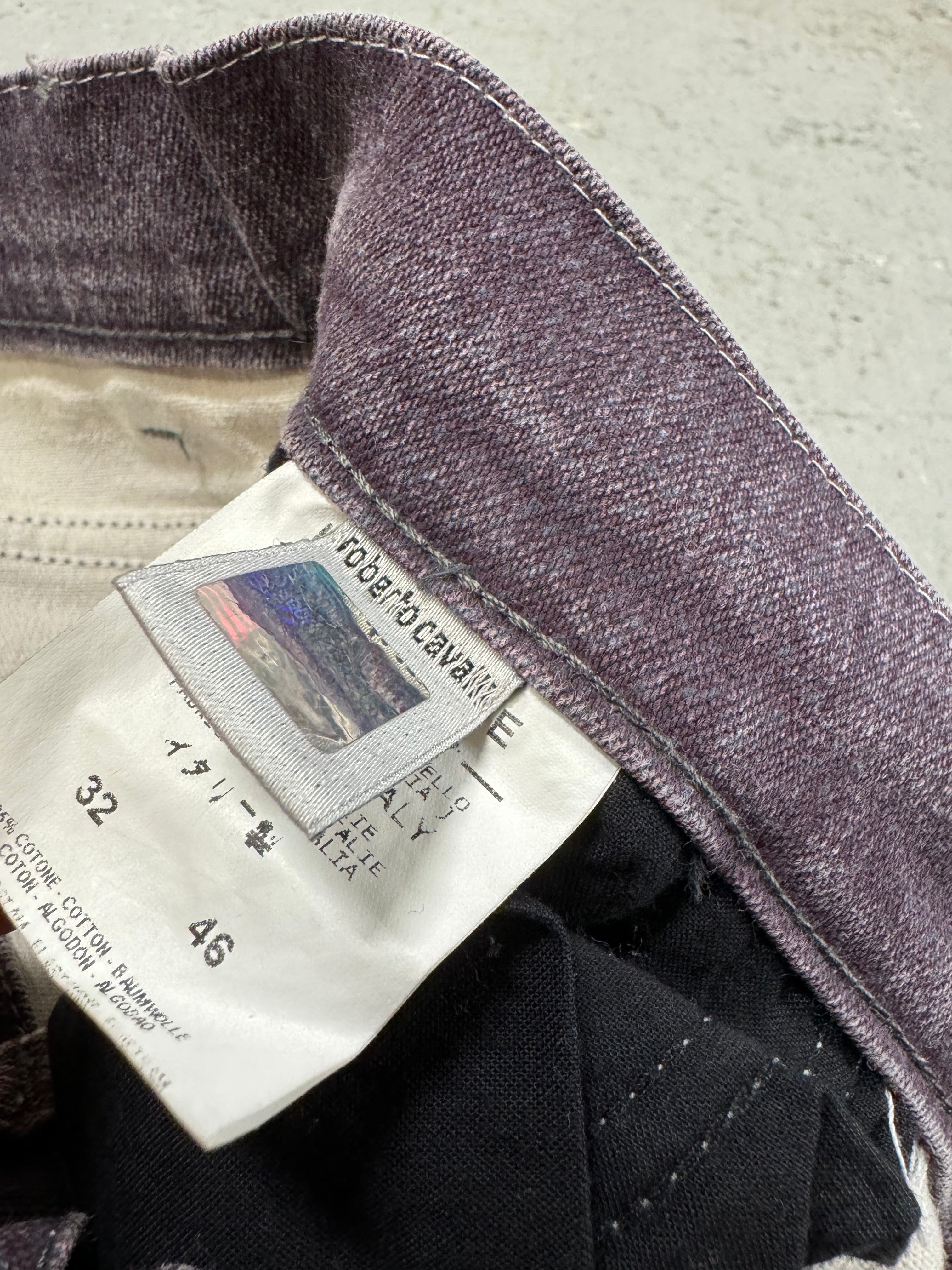 2000s Cavalli Trompe Loeil Flared Purple Pants (S/M)