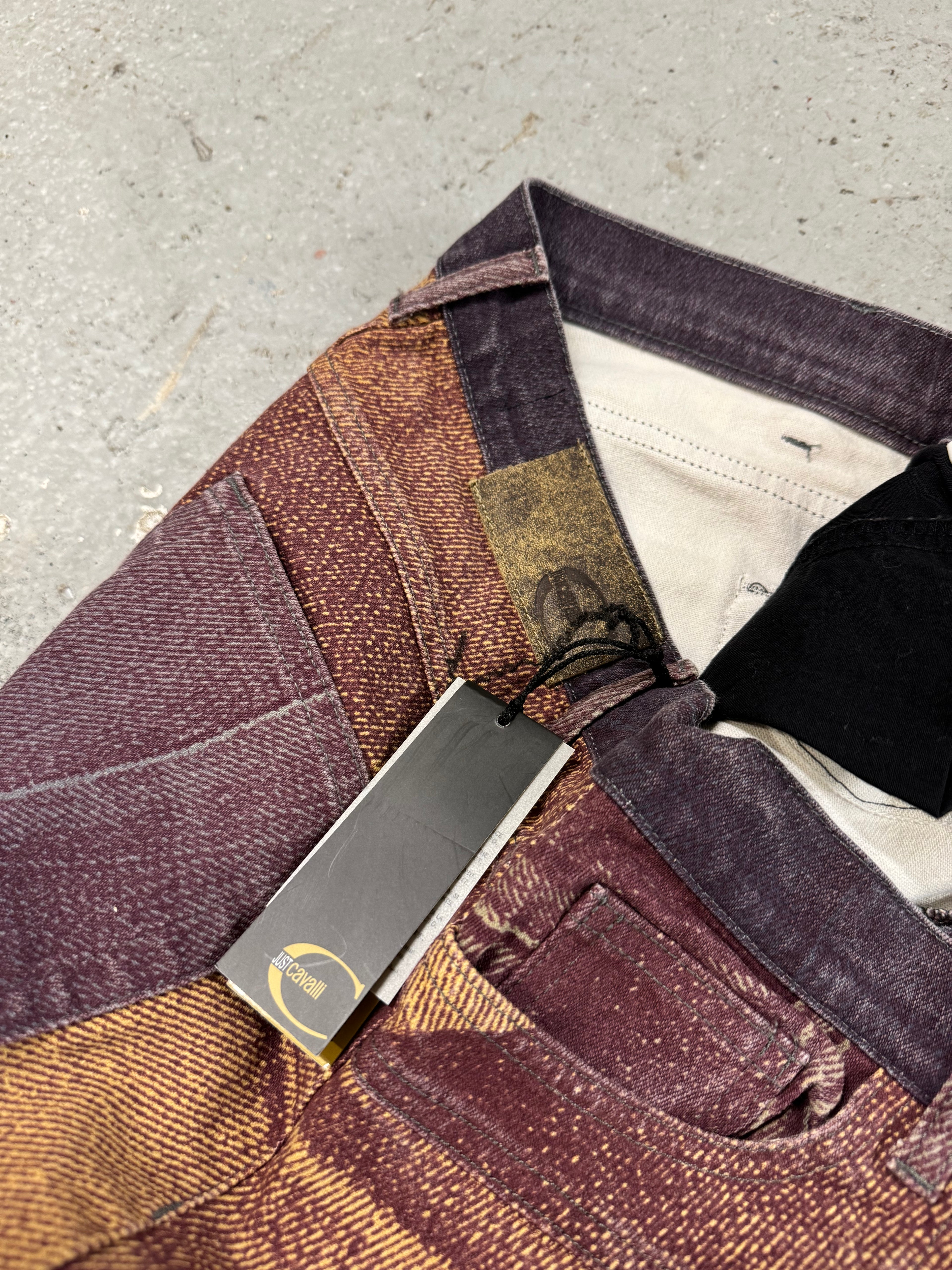 2000s Cavalli Trompe Loeil Flared Purple Pants (S/M)