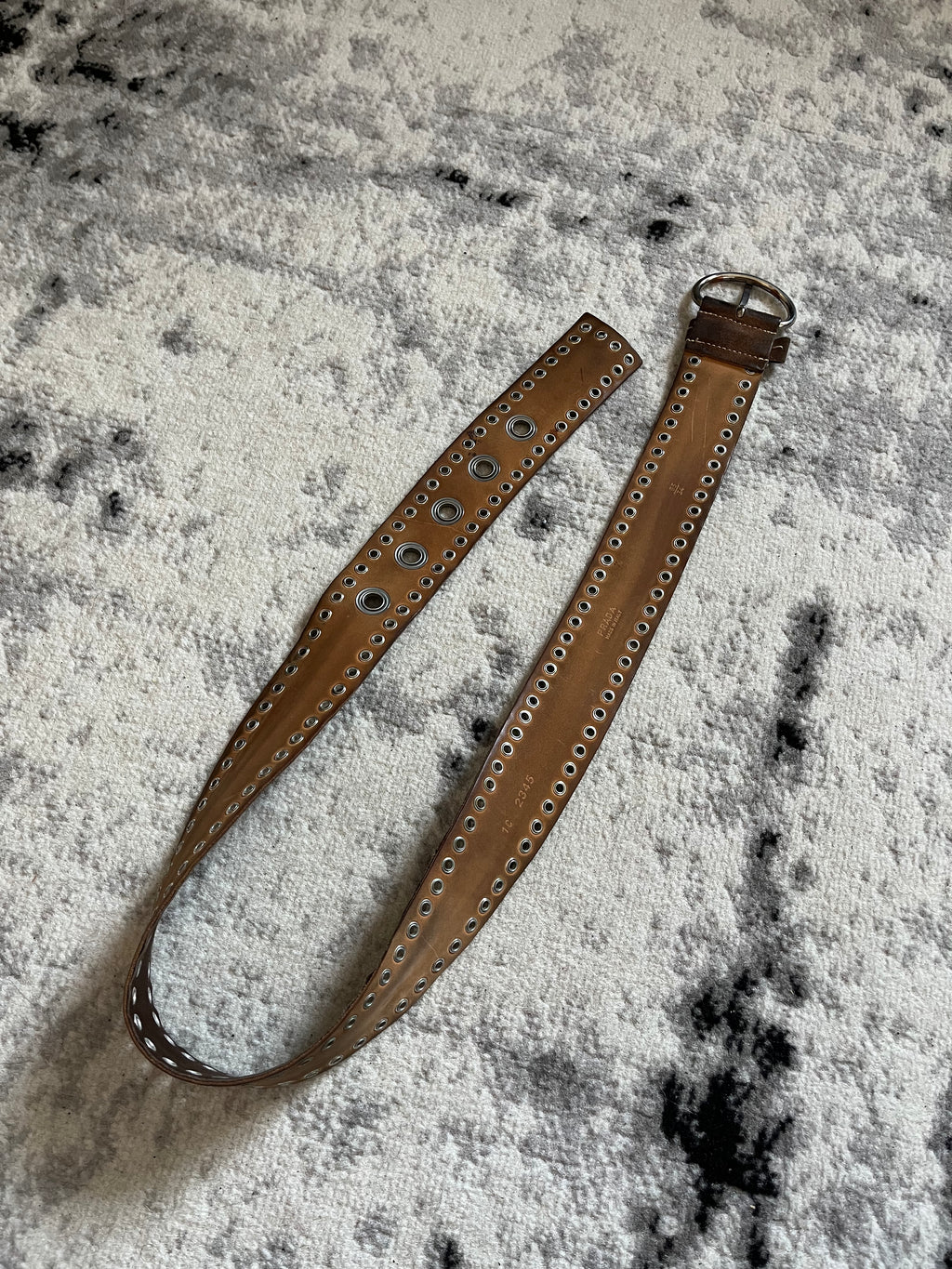1990s' Prada Bullet Brown Leather Belt