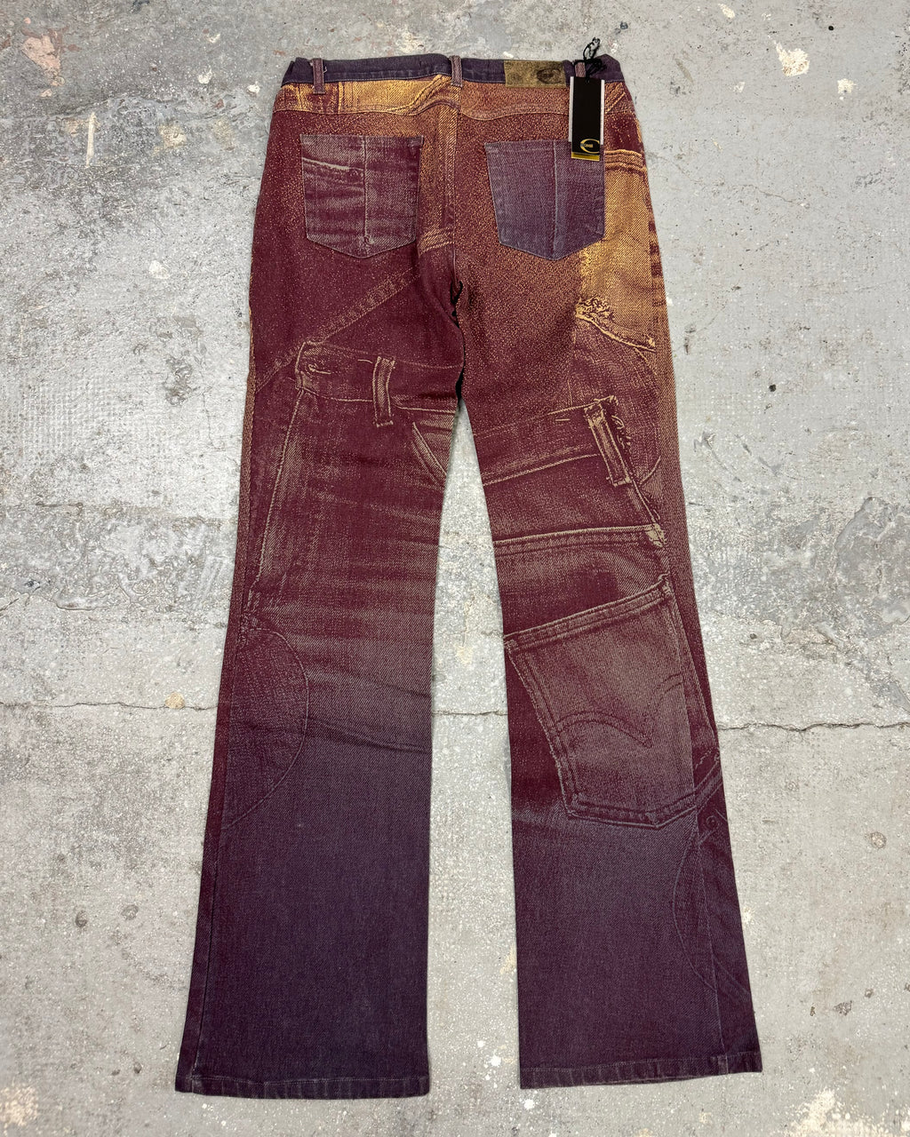 2000s Cavalli Trompe Loeil Flared Purple Pants (S/M)