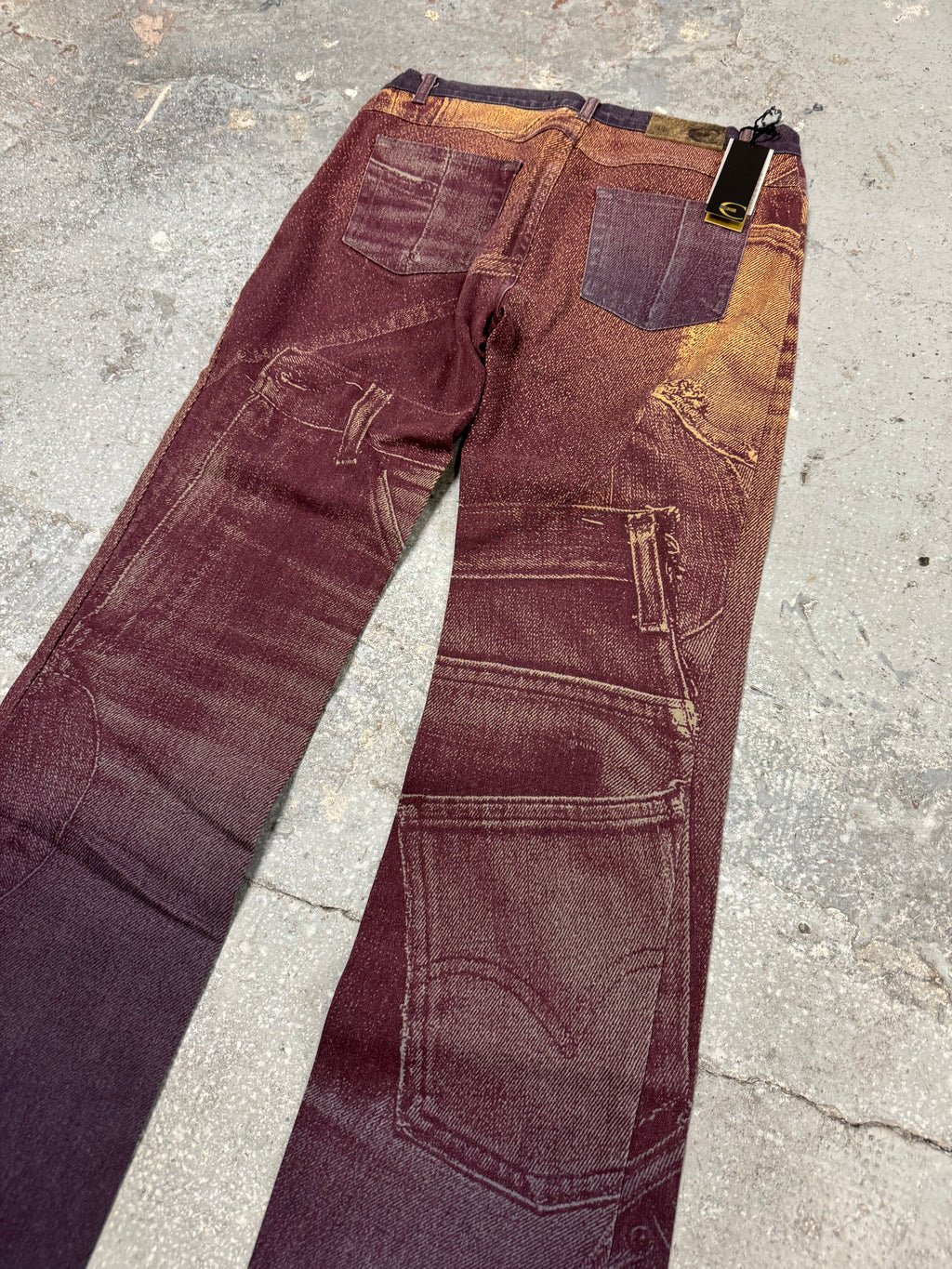 2000s Cavalli Trompe Loeil Flared Purple Pants (S/M)