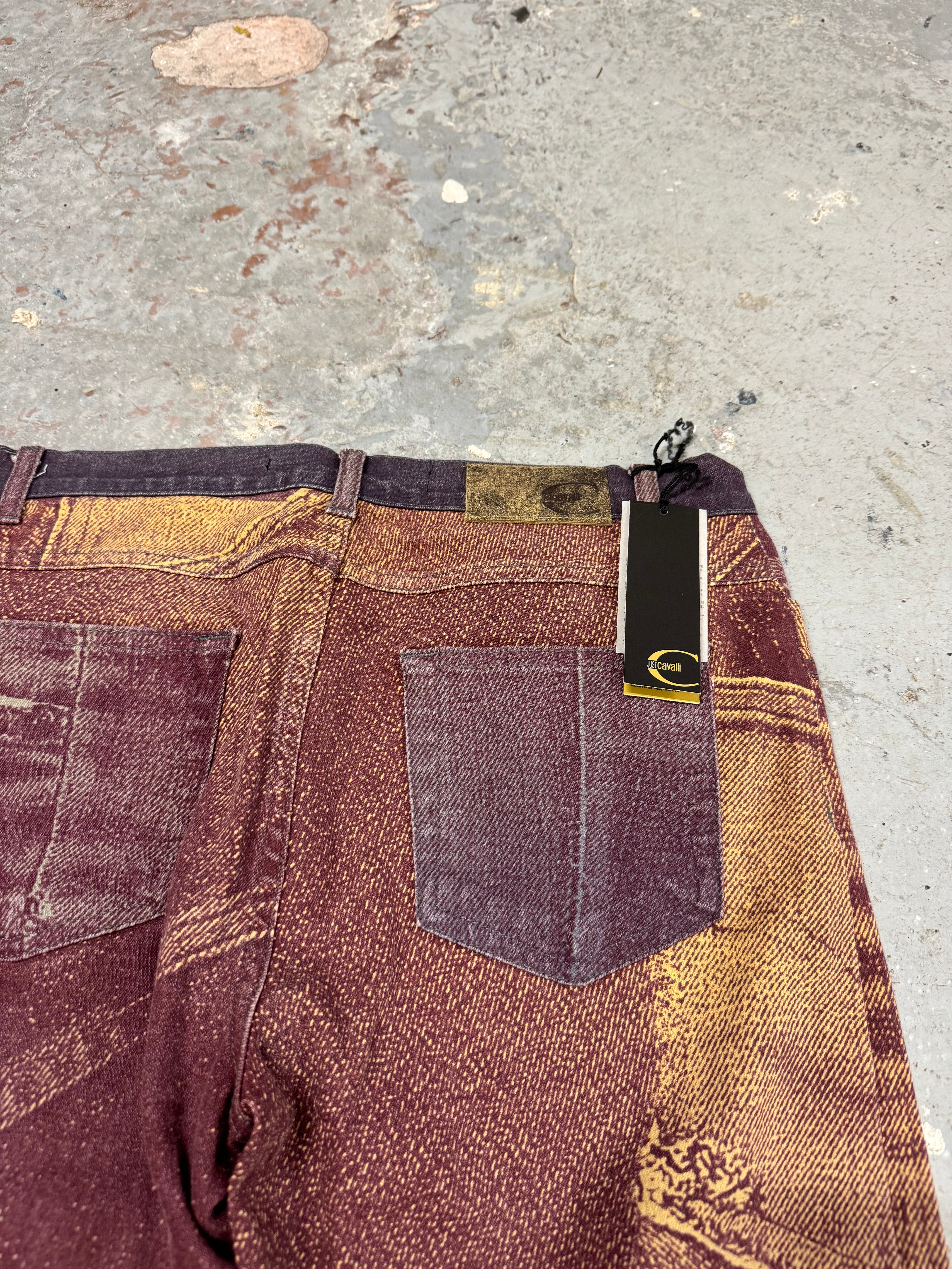 2000s Cavalli Trompe Loeil Flared Purple Pants (S/M)