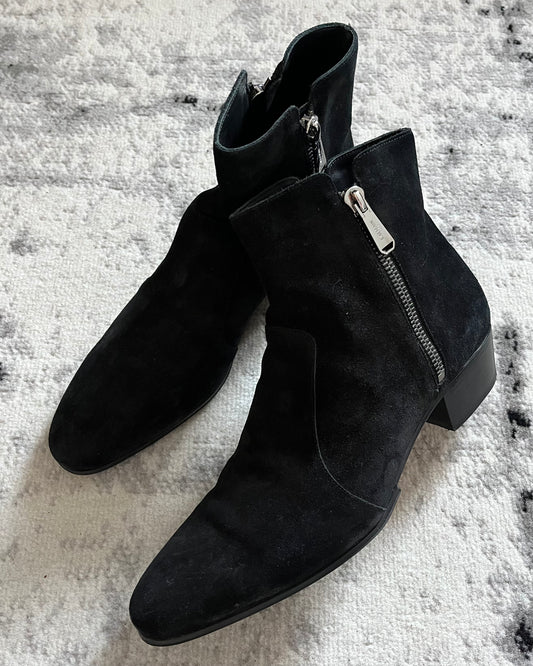 Balmain Black Suede Cowboy Boots (44eu/us10)