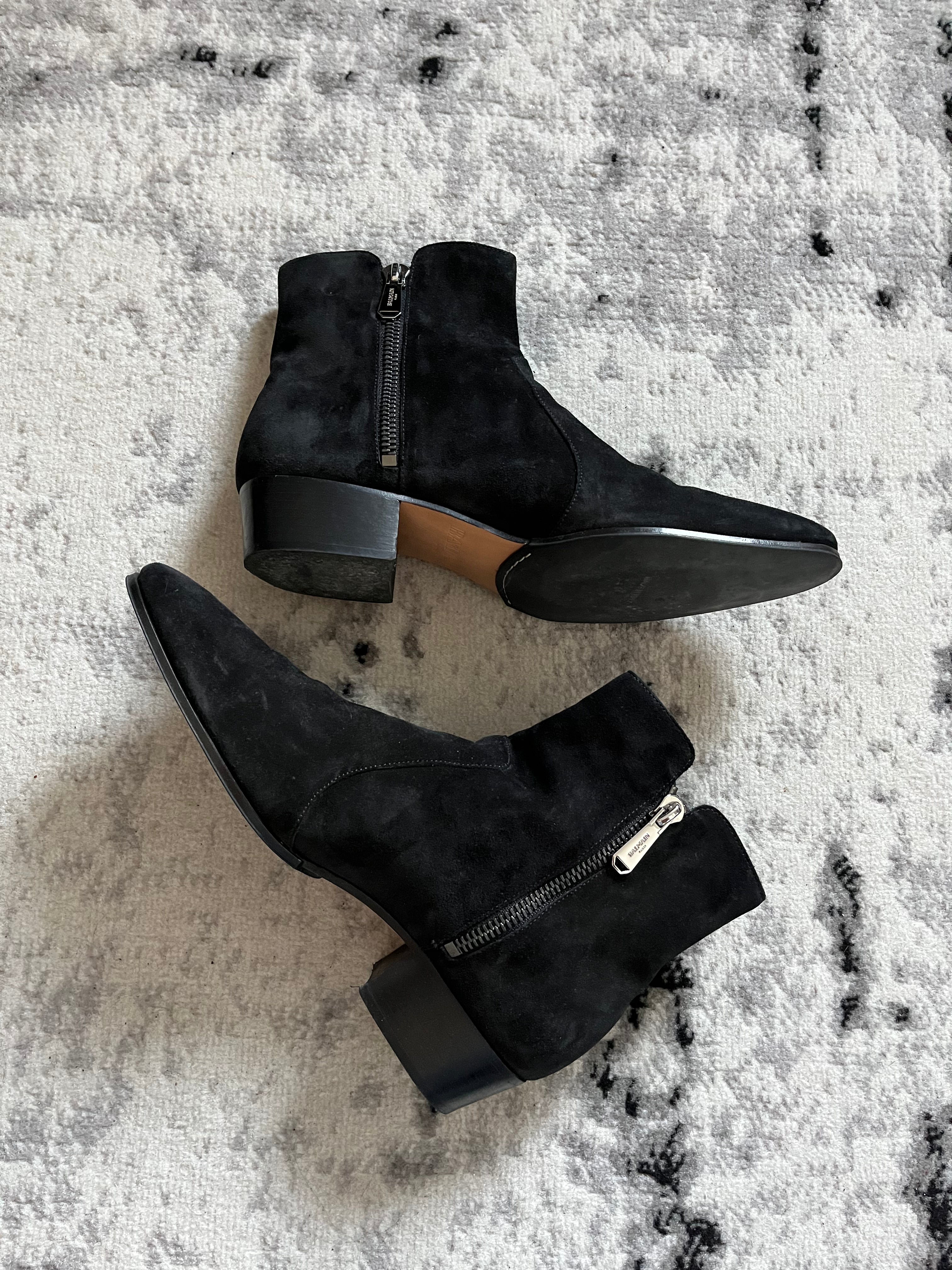 Balmain Black Suede Cowboy Boots (44eu/us10)