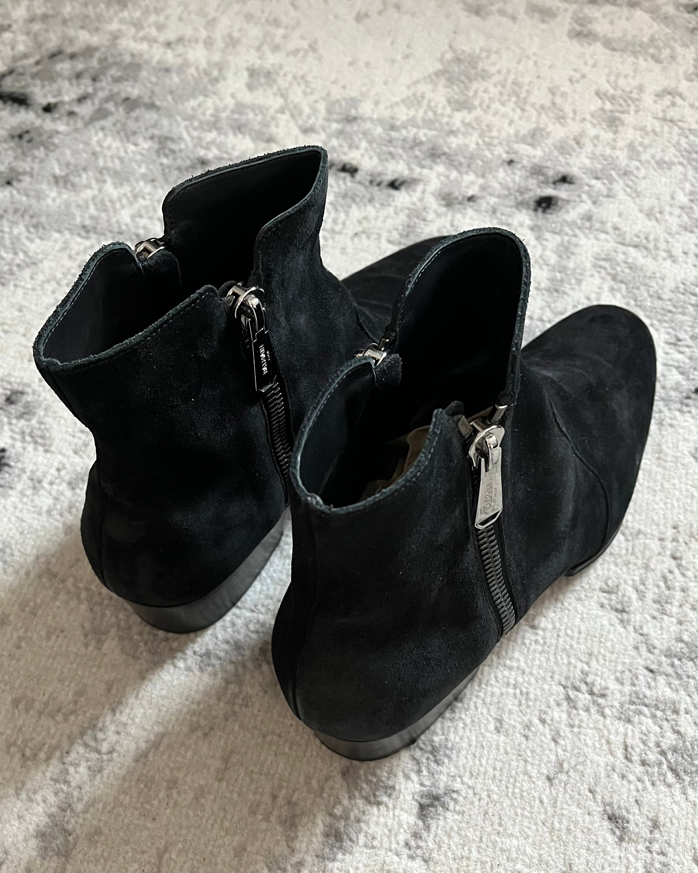 Balmain Black Suede Cowboy Boots (44eu/us10)