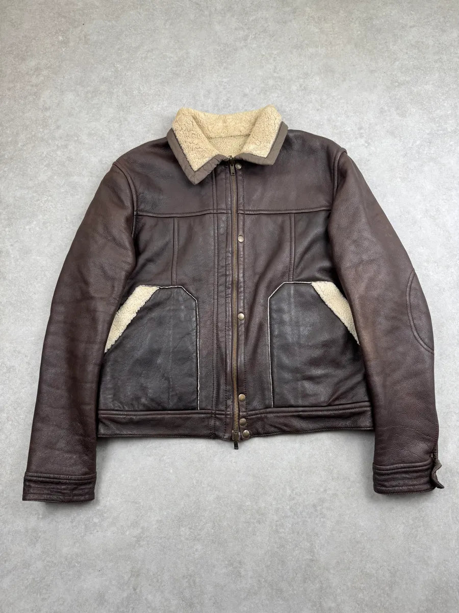 2000s Roberto Cavalli Brown Leather Reversible Shearling Jacket FmfMNfDy 2