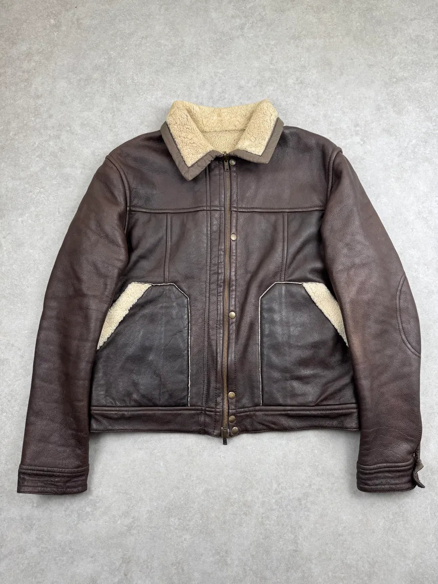 2000s Roberto Cavalli Brown Leather Reversible Shearling Jacket FmfMNfDy 5