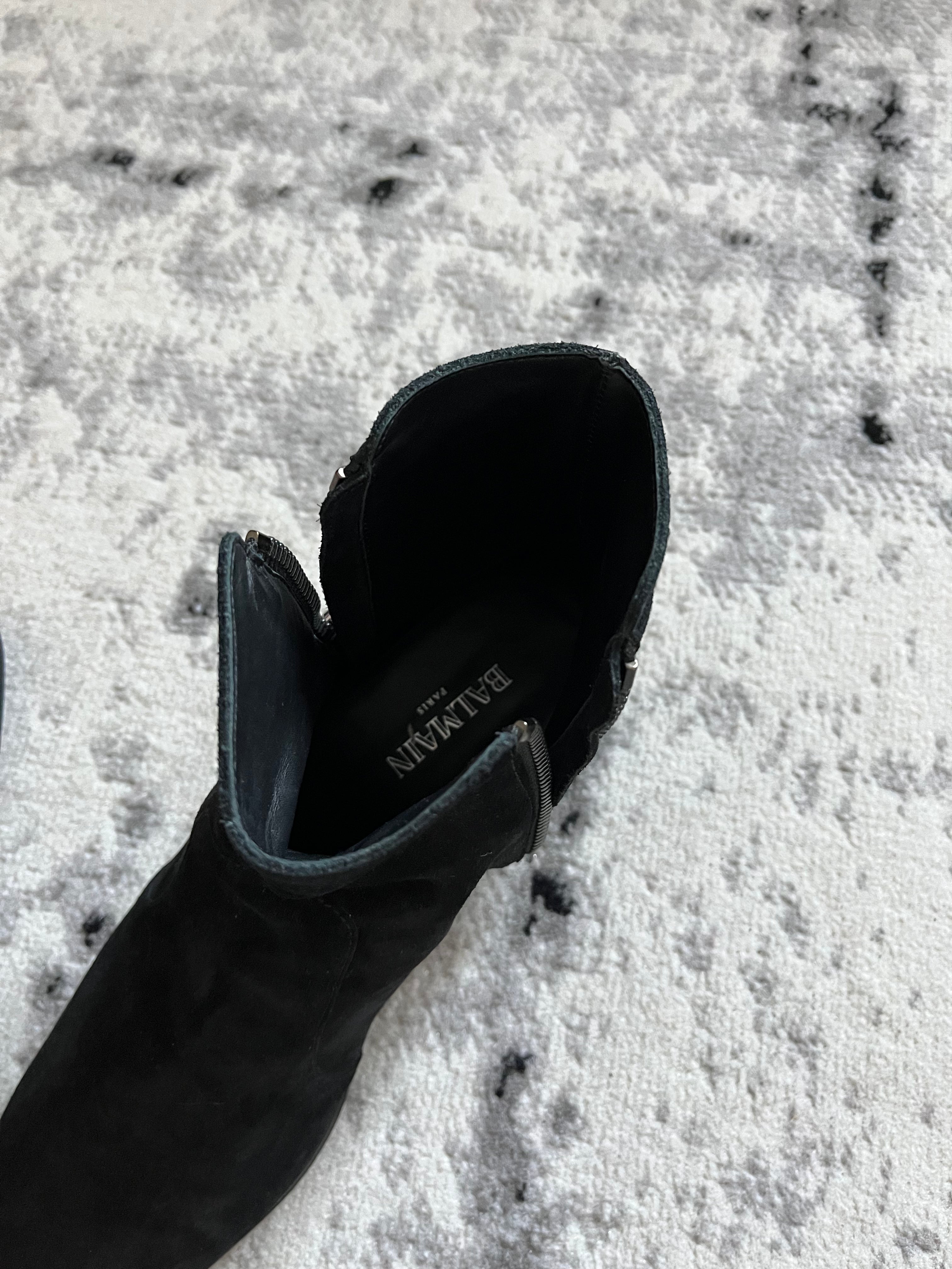 Balmain Black Suede Cowboy Boots (44eu/us10)