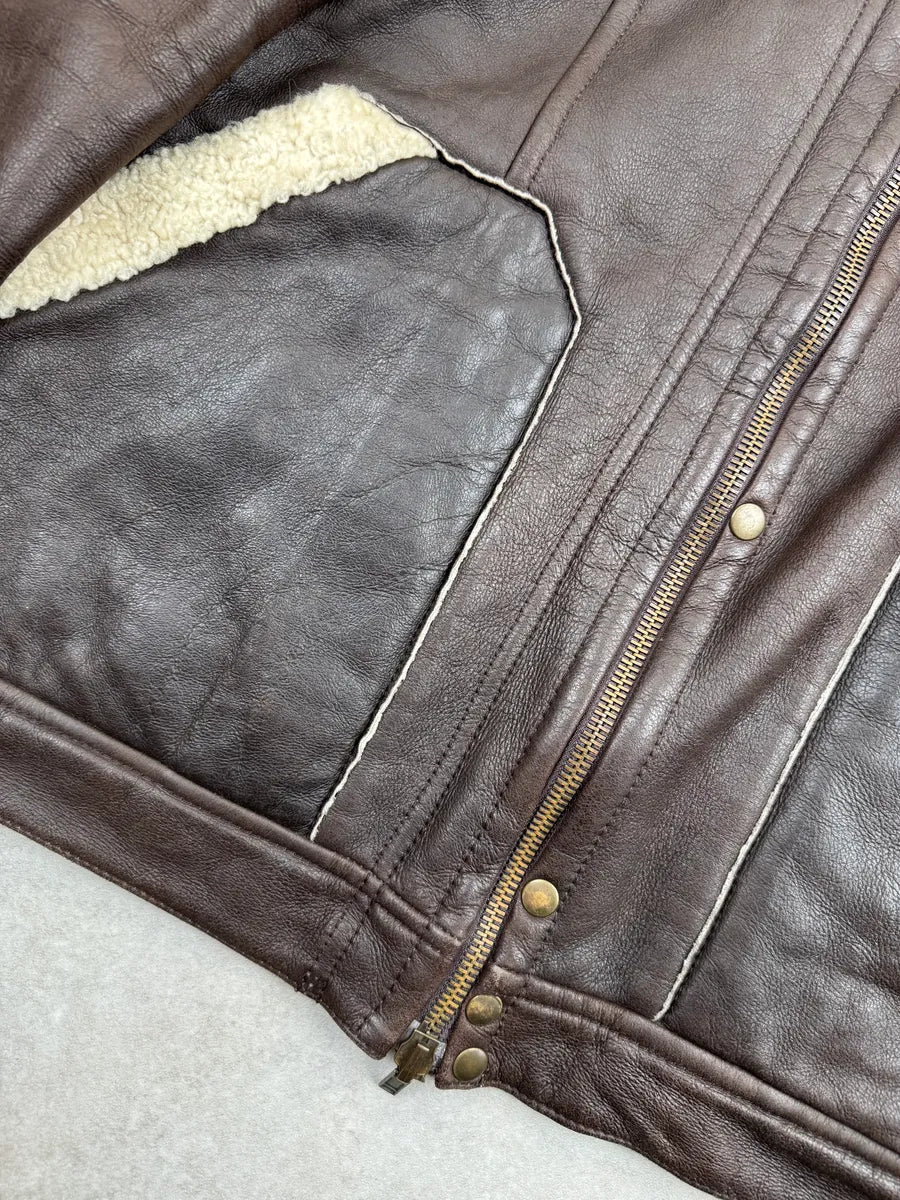 2000s Roberto Cavalli Brown Leather Reversible Shearling Jacket FmfMNfDy 10