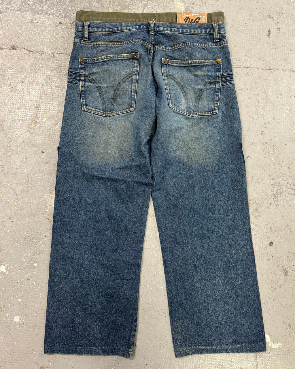AW2003 Dolce & Gabbana Double-Waisted Faded Denim Cargo Pants (S/M)