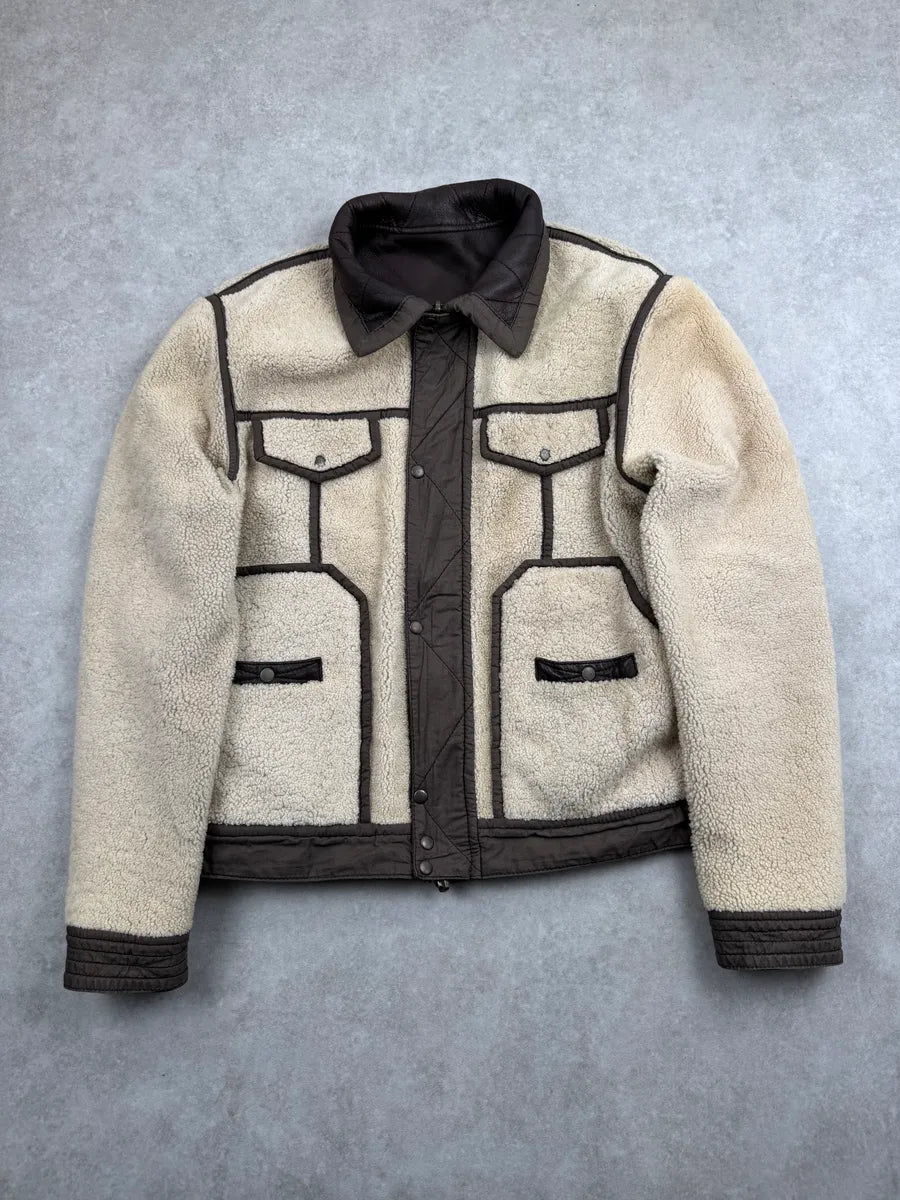 2000s Roberto Cavalli Brown Leather Reversible Shearling Jacket FmfMNfDy 7