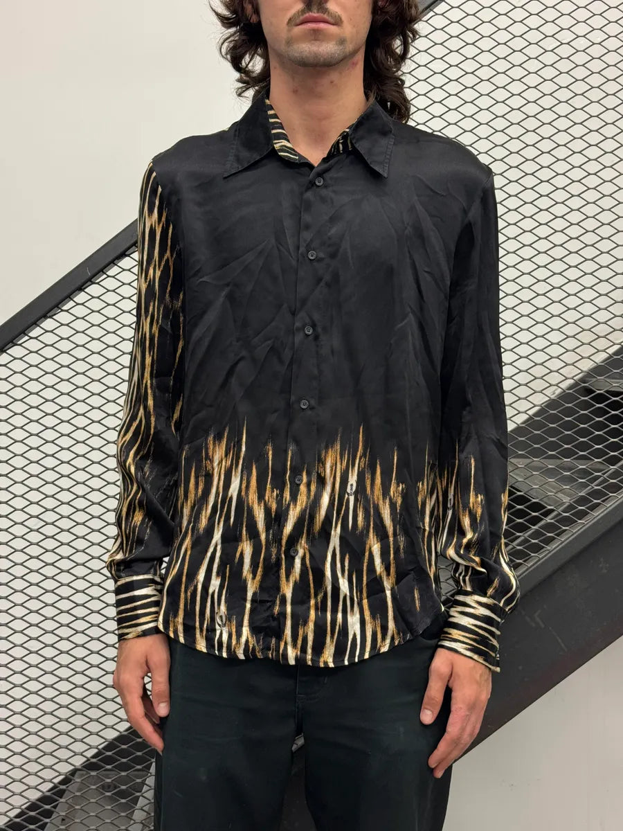 2000s Cavalli Black Fire Magma Shirt qgjTuvVZ 1