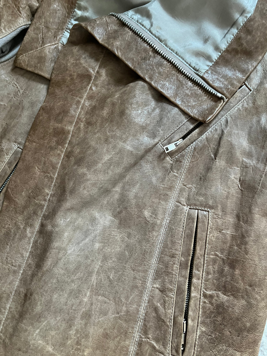 2010FW リック・オウエンス アーカイブ ブリュット レザー ハイブリッド ジャケット (XS)