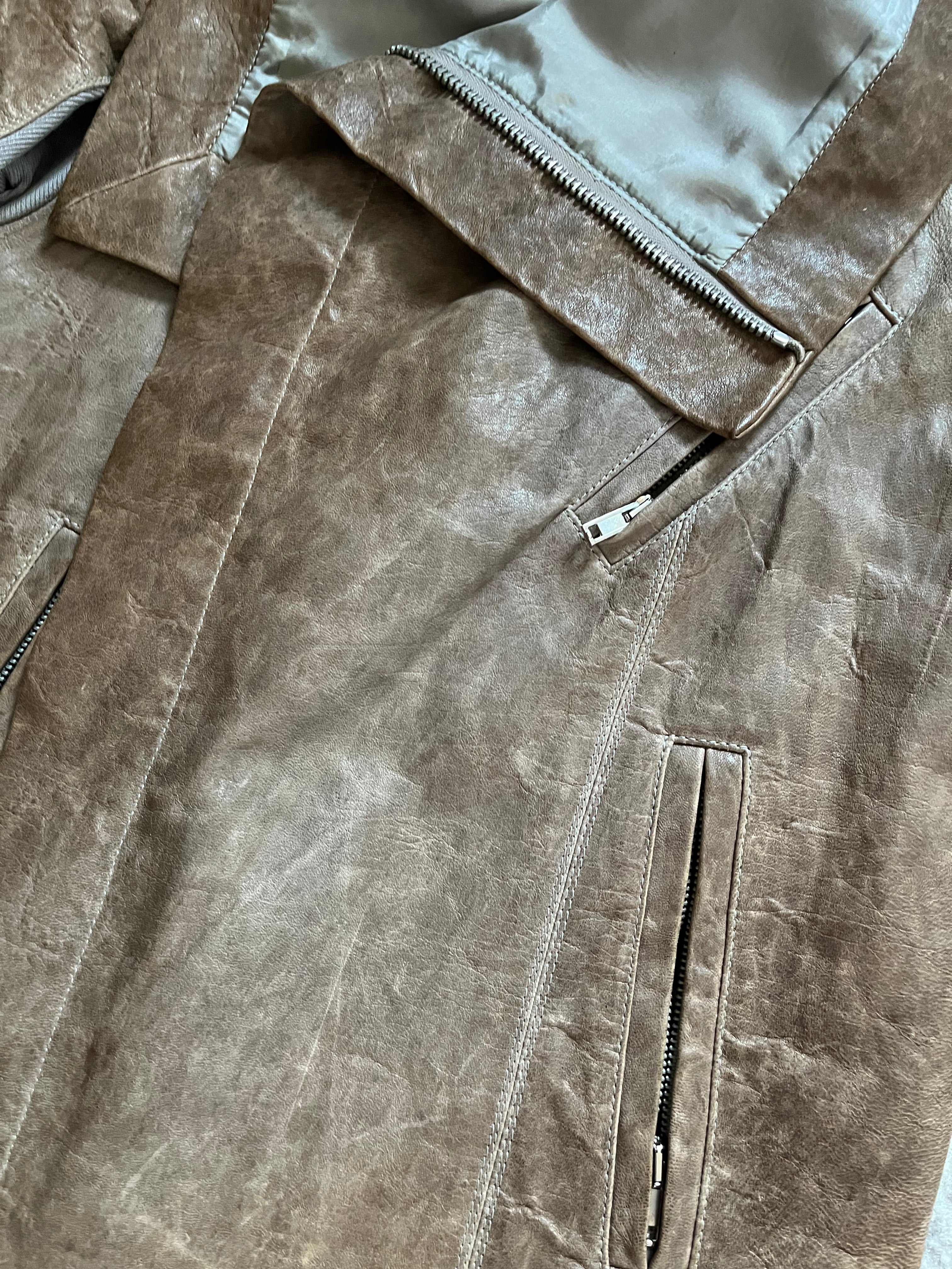 2010FW リック・オウエンス アーカイブ ブリュット レザー ハイブリッド ジャケット (XS)