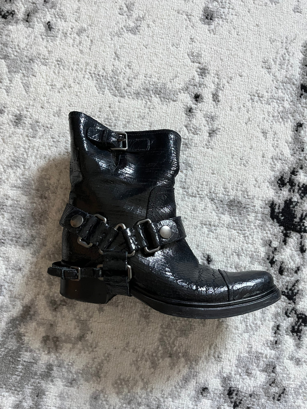 MiuMiu Black Cowboy Leather Bondage Boots