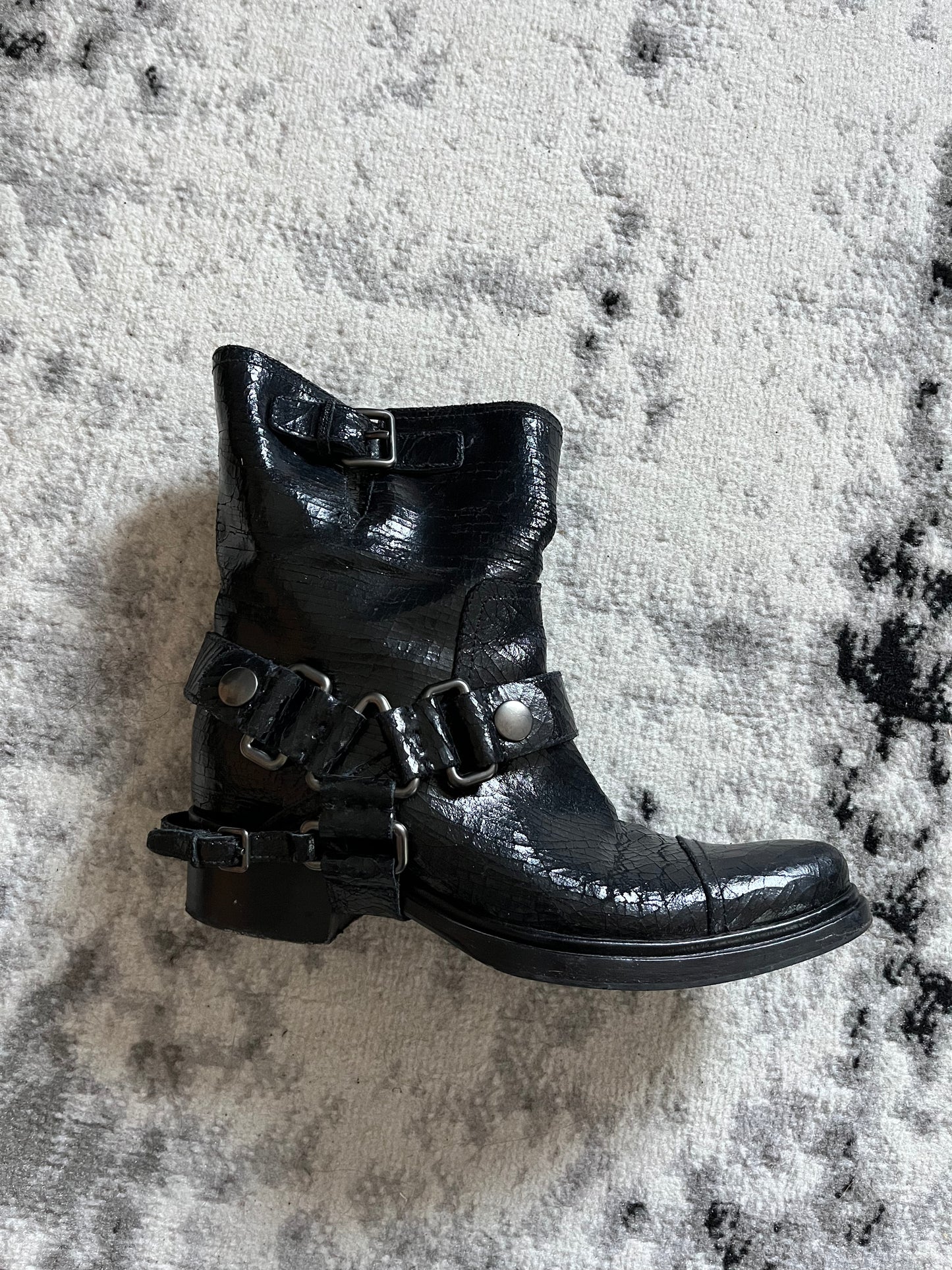 MiuMiu Black Cowboy Leather Bondage Boots (38eu/us5,5)