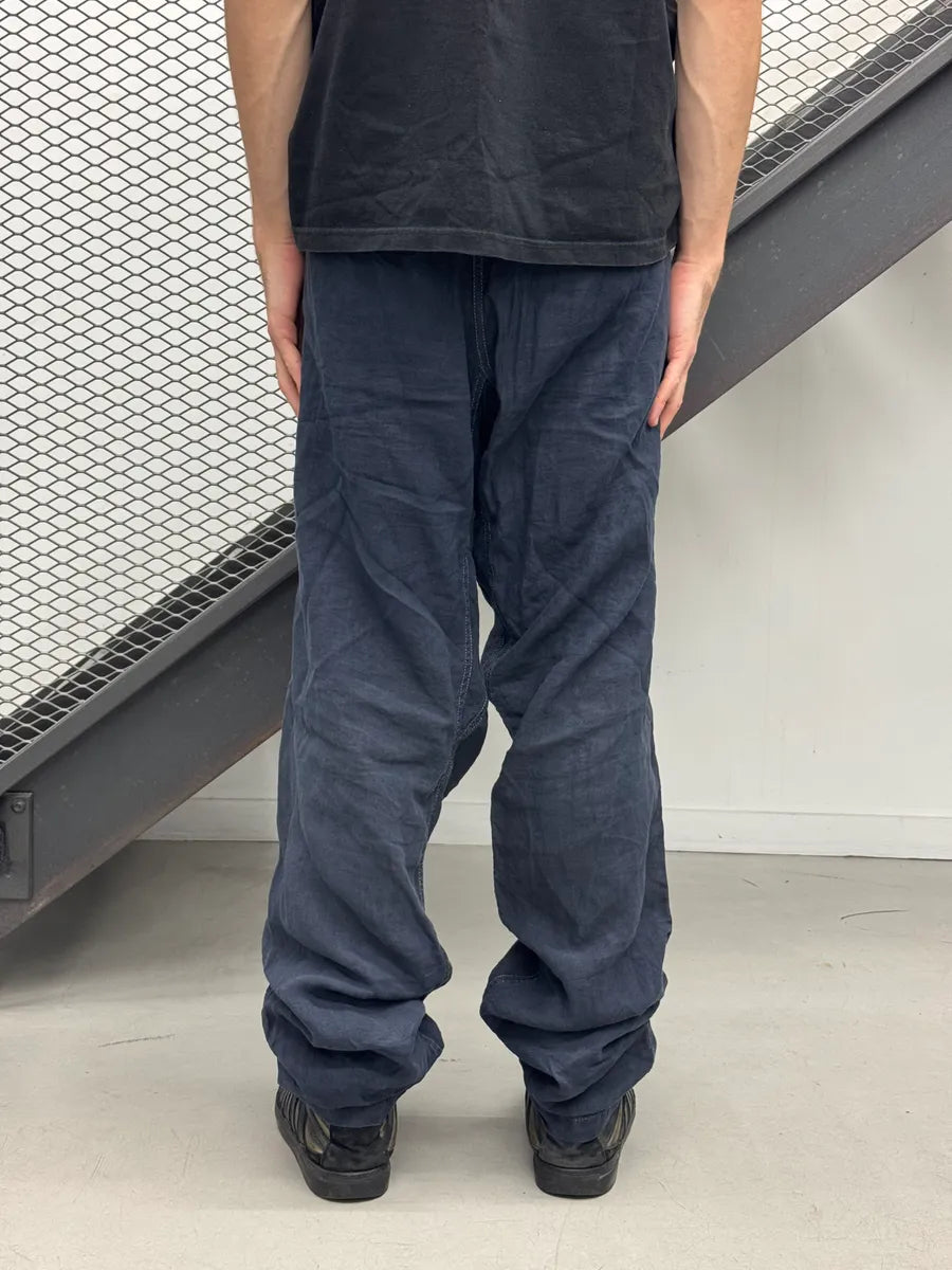 2000s Jean Paul Gaultier Navy Linen Elastic-Waist Pants JzkUKSEX 2