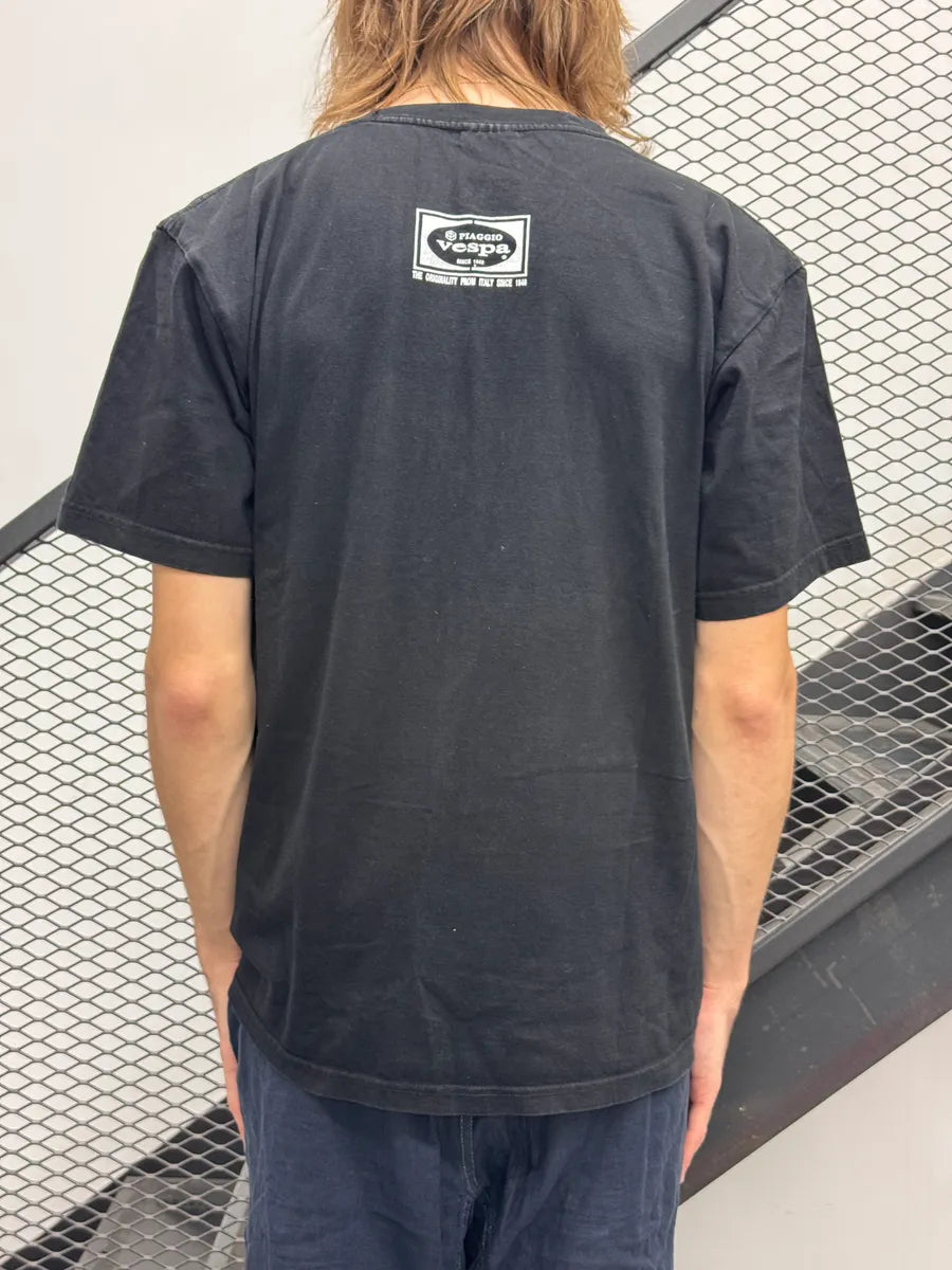 Vespa Black Scooter Graphic Logo T-Shirt bEfTJfKM 2