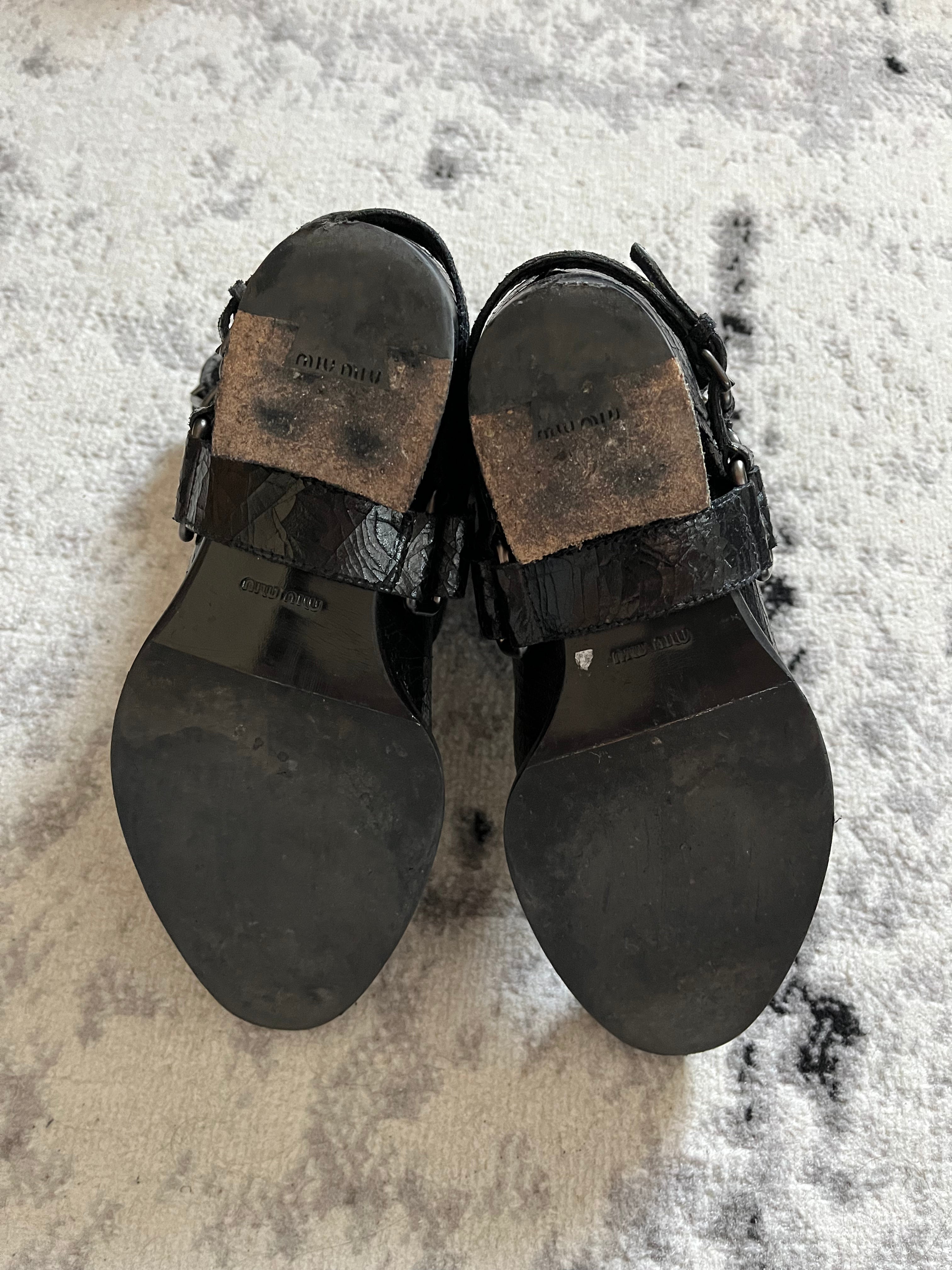 MiuMiu Black Cowboy Leather Bondage Boots