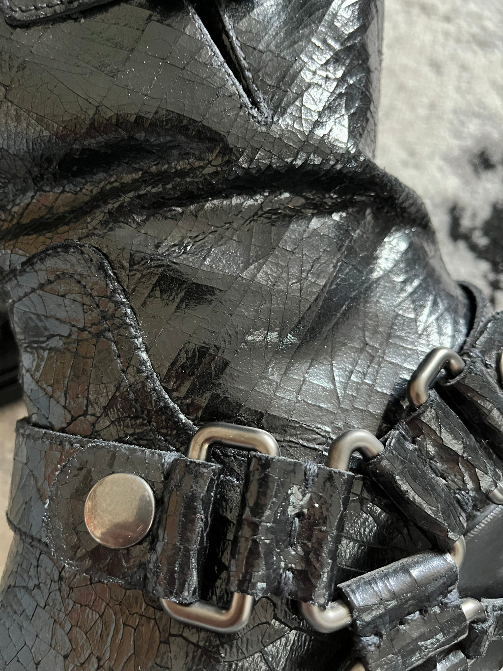 MiuMiu Black Cowboy Leather Bondage Boots