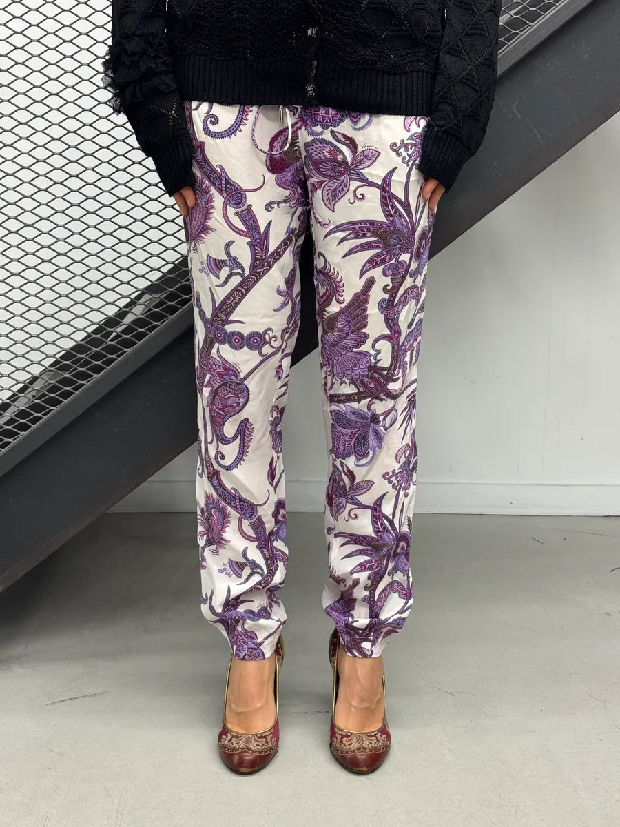 SS2012 Gucci White & Purple Silk Paisley Print Pants by Frida Giannini iWCbgauZ 0