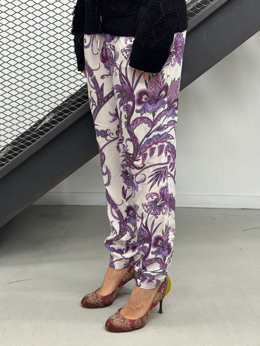 SS2012 Gucci White & Purple Silk Paisley Print Pants by Frida Giannini iWCbgauZ 1