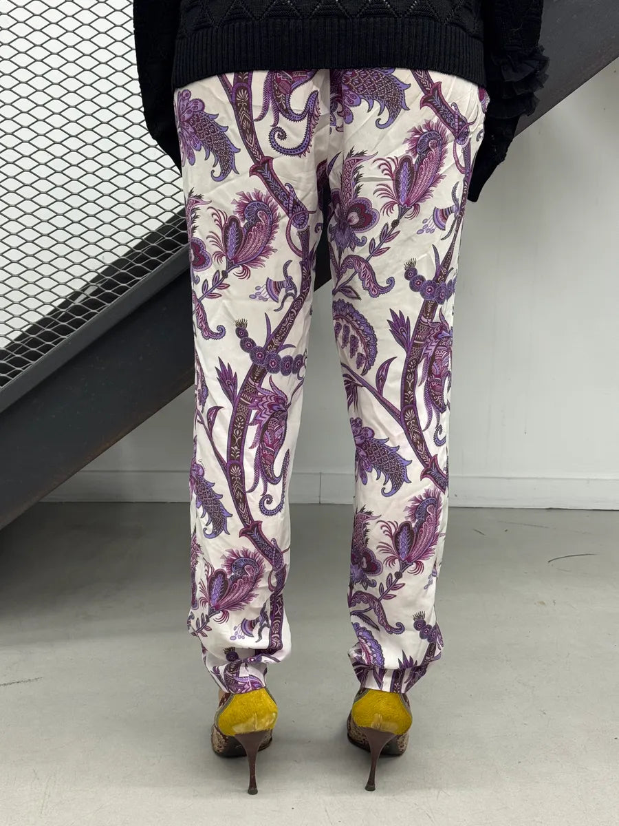 SS2012 Gucci White & Purple Silk Paisley Print Pants by Frida Giannini iWCbgauZ 2