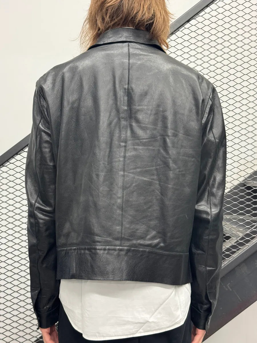 SS2013 Emporio Armani Black Leather Zip-Front Leather Jacket xwlzxpas 3