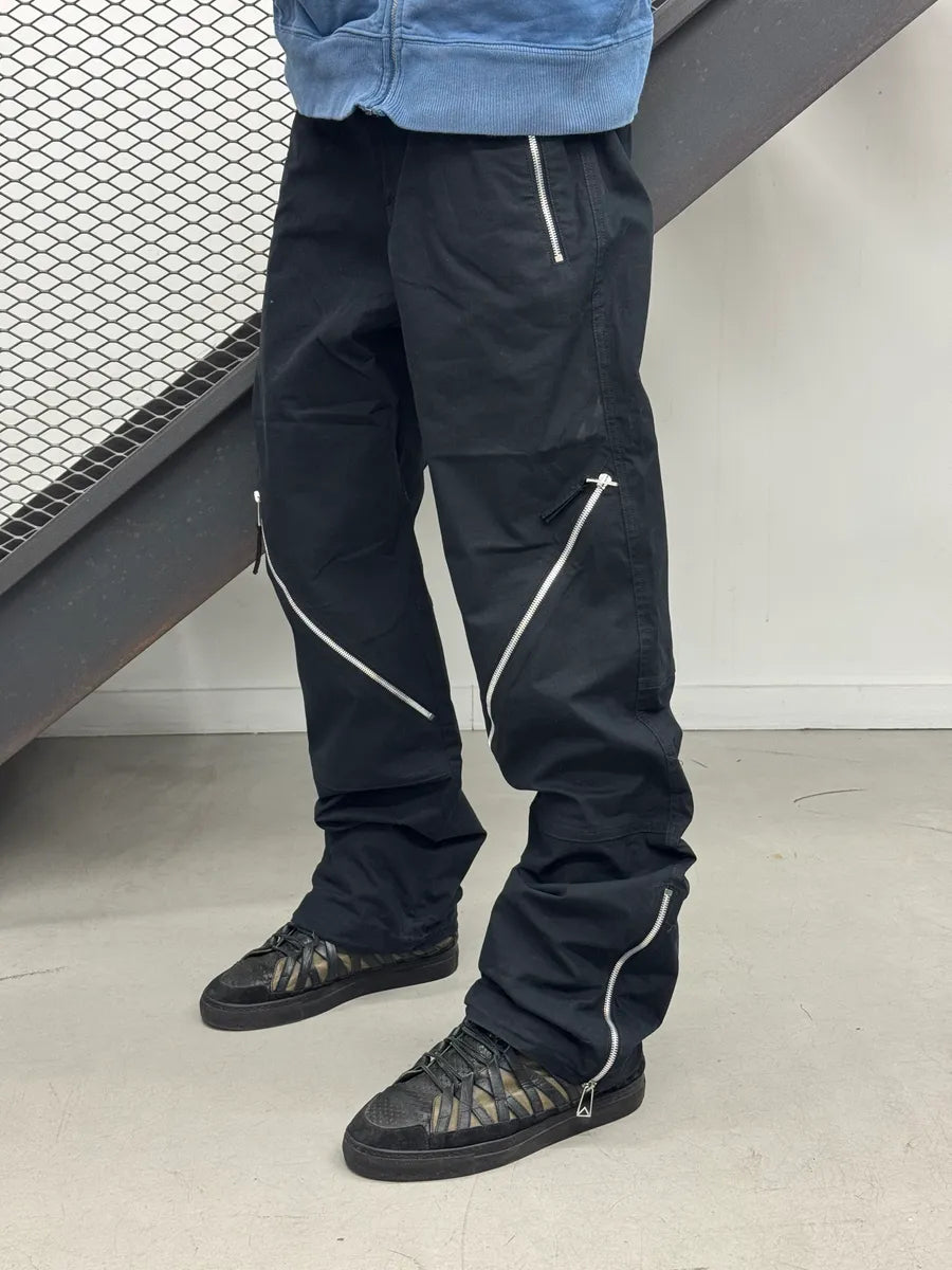 SS2021 Bottega Veneta Black Adjustable Waist Multi-Zip Straight Pants rCkIMJxH 2