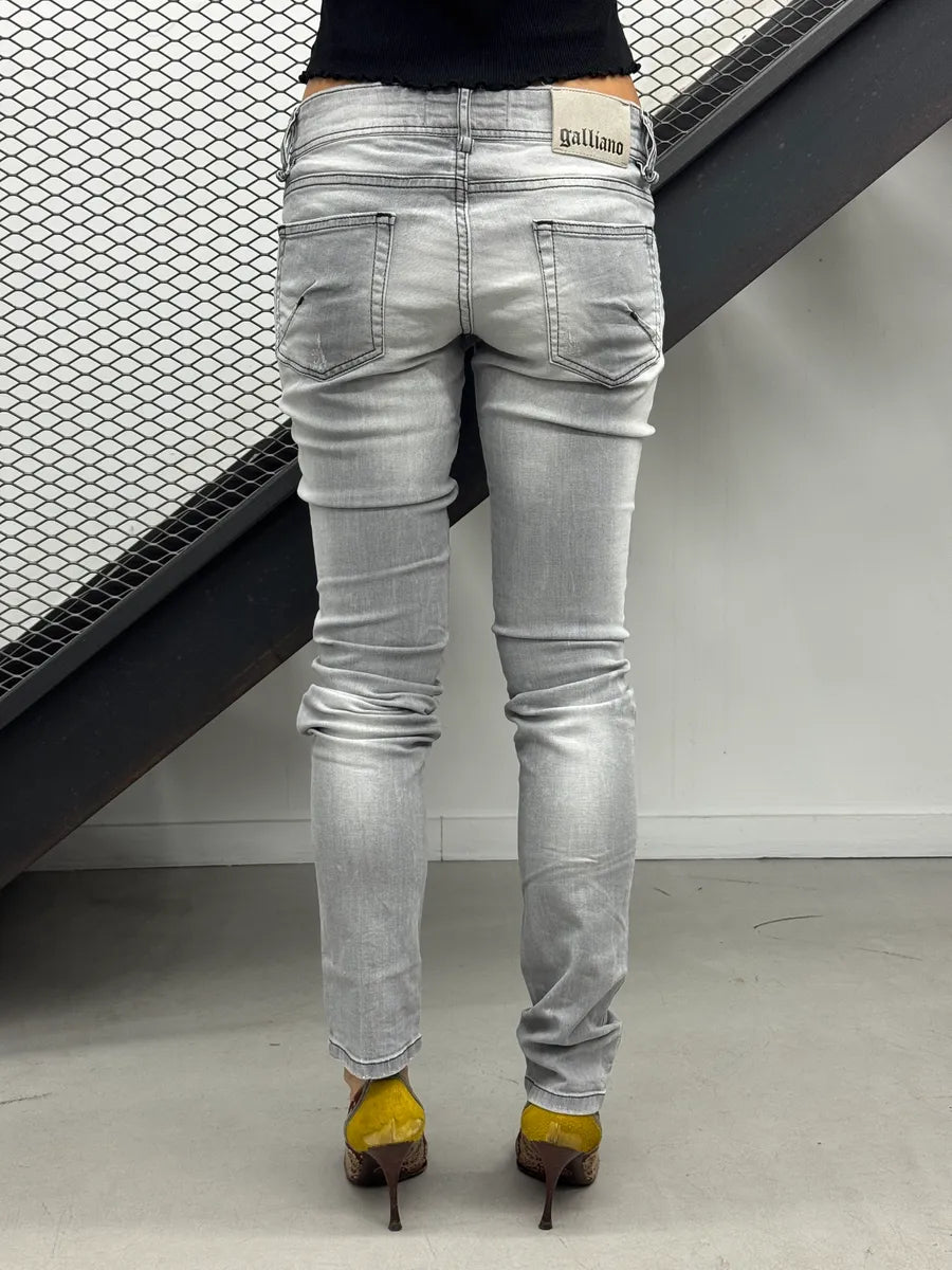 SS2012 Galliano Light Grey Denim Washed Contrast Stitch Jeans nZfLpTWc 3