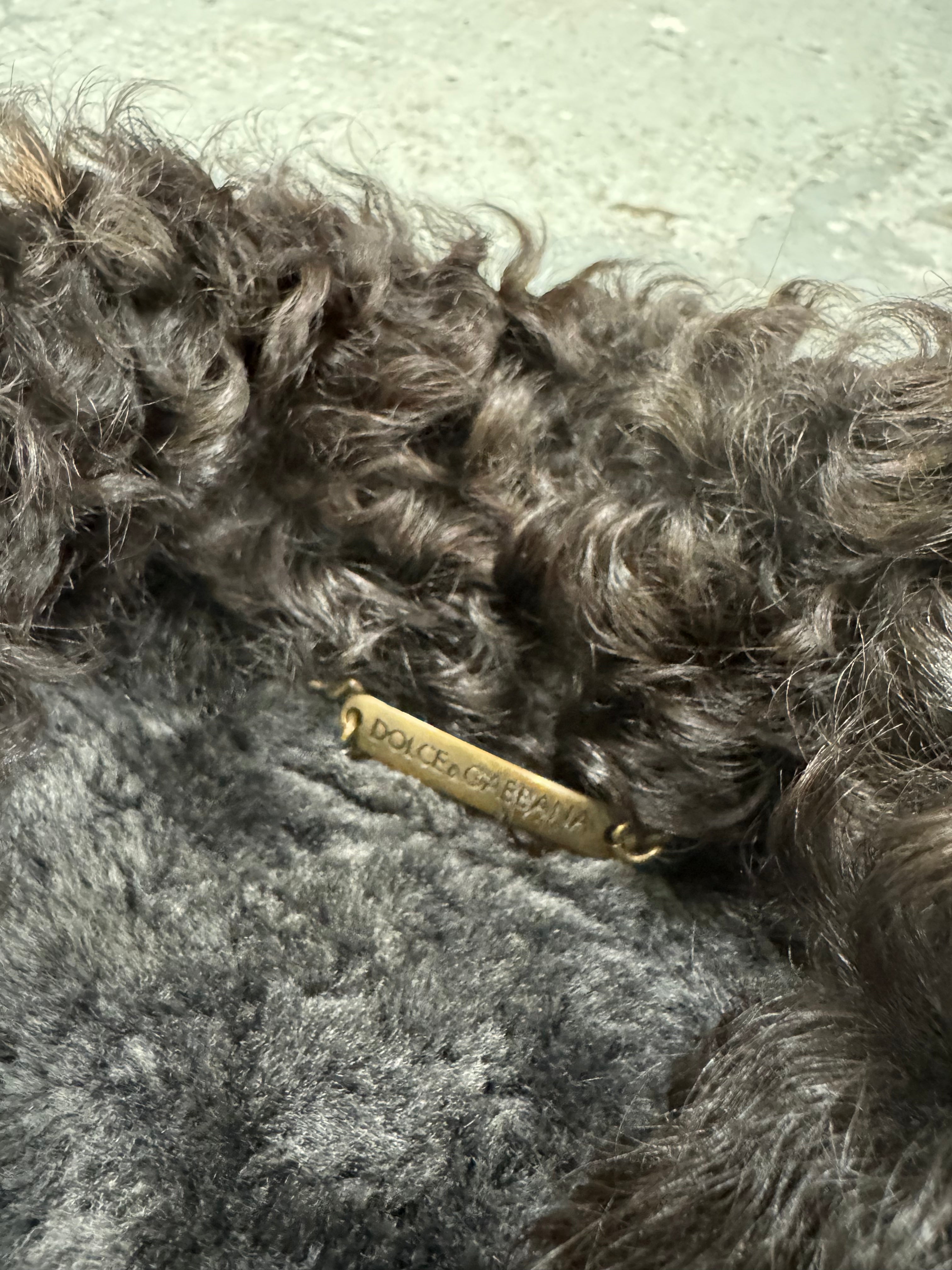 2000s Dolce & Gabbana Suede Leather Fur Collar Brown Sheepskin Jacket (S)