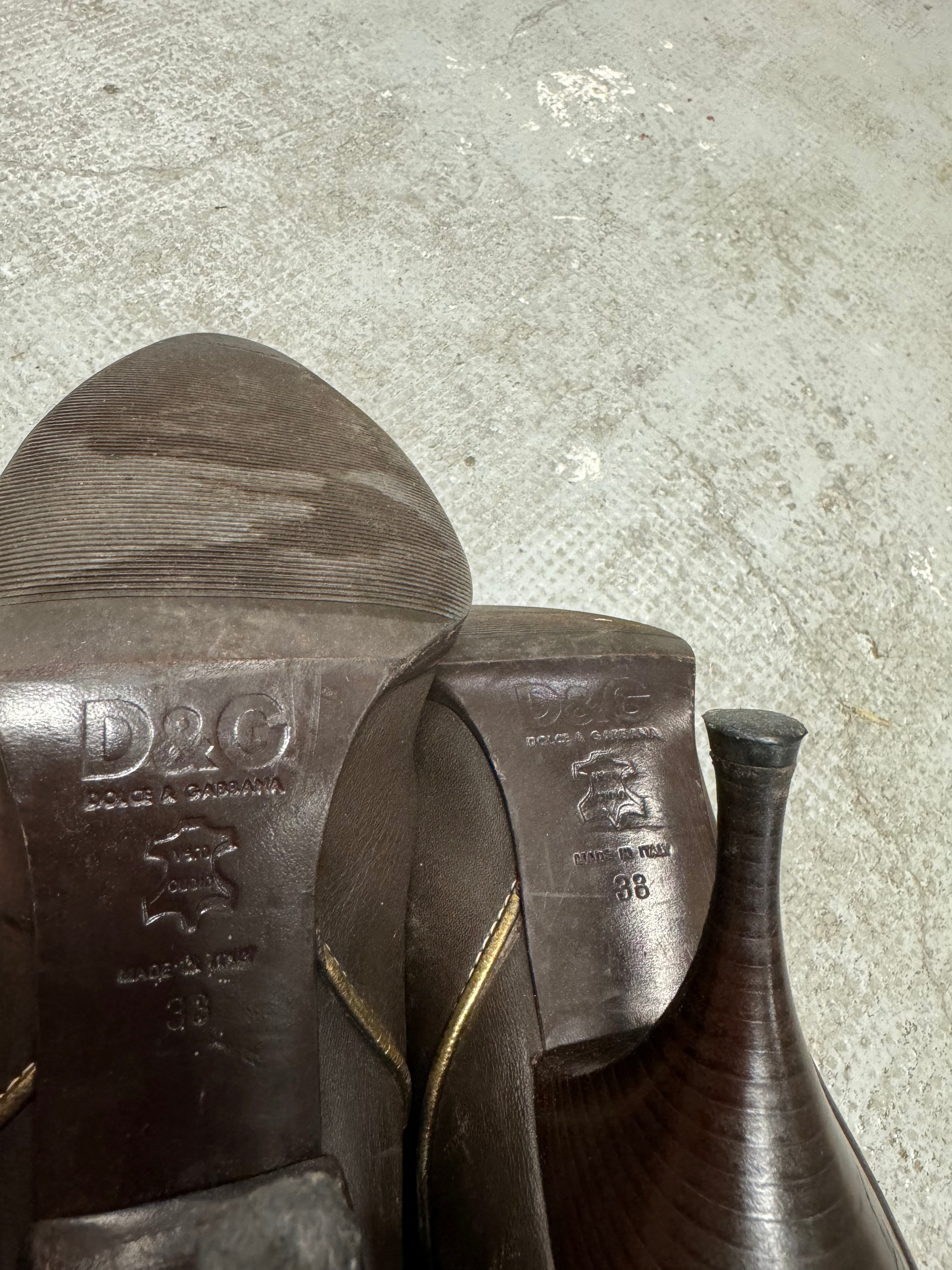 2000s Dolce & Gabbana Cow-Boy Poney Hair Leather Boots (38)