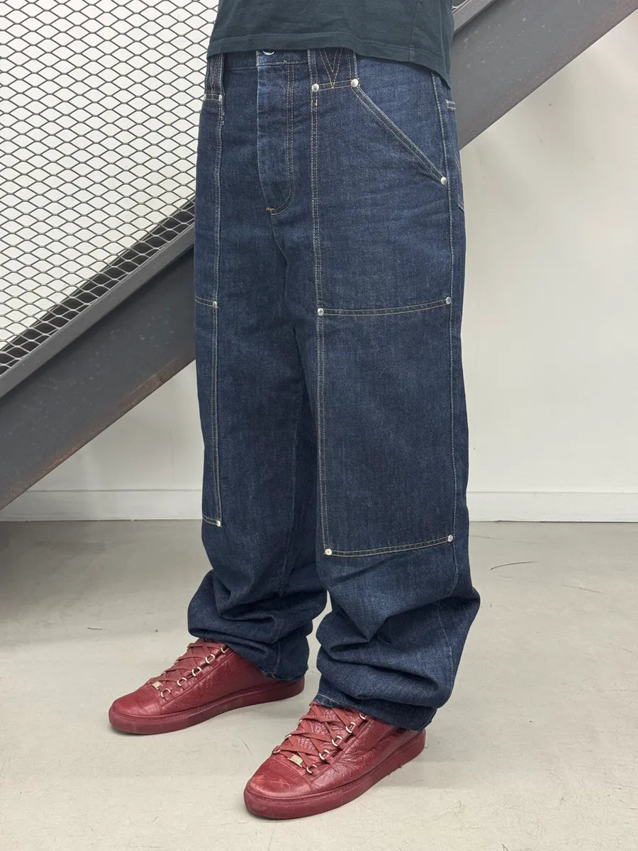 SS2021 Bottega Veneta Dark Indigo Denim Carpenter Pocket Straight Leg Jeans IiDrIcXT 1
