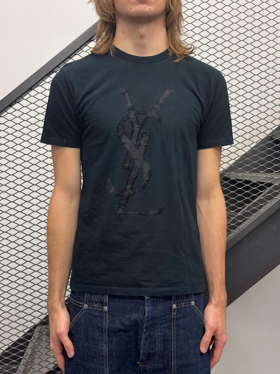 2000s Yves Saint Laurent Black YSL Propaganda T-Shirt KVPanNtx 0