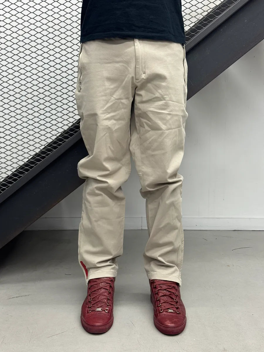 SS2000 Prada Beige Linea Rossa Ankle Zip Straight Leg Pants SCjuGzgI 1