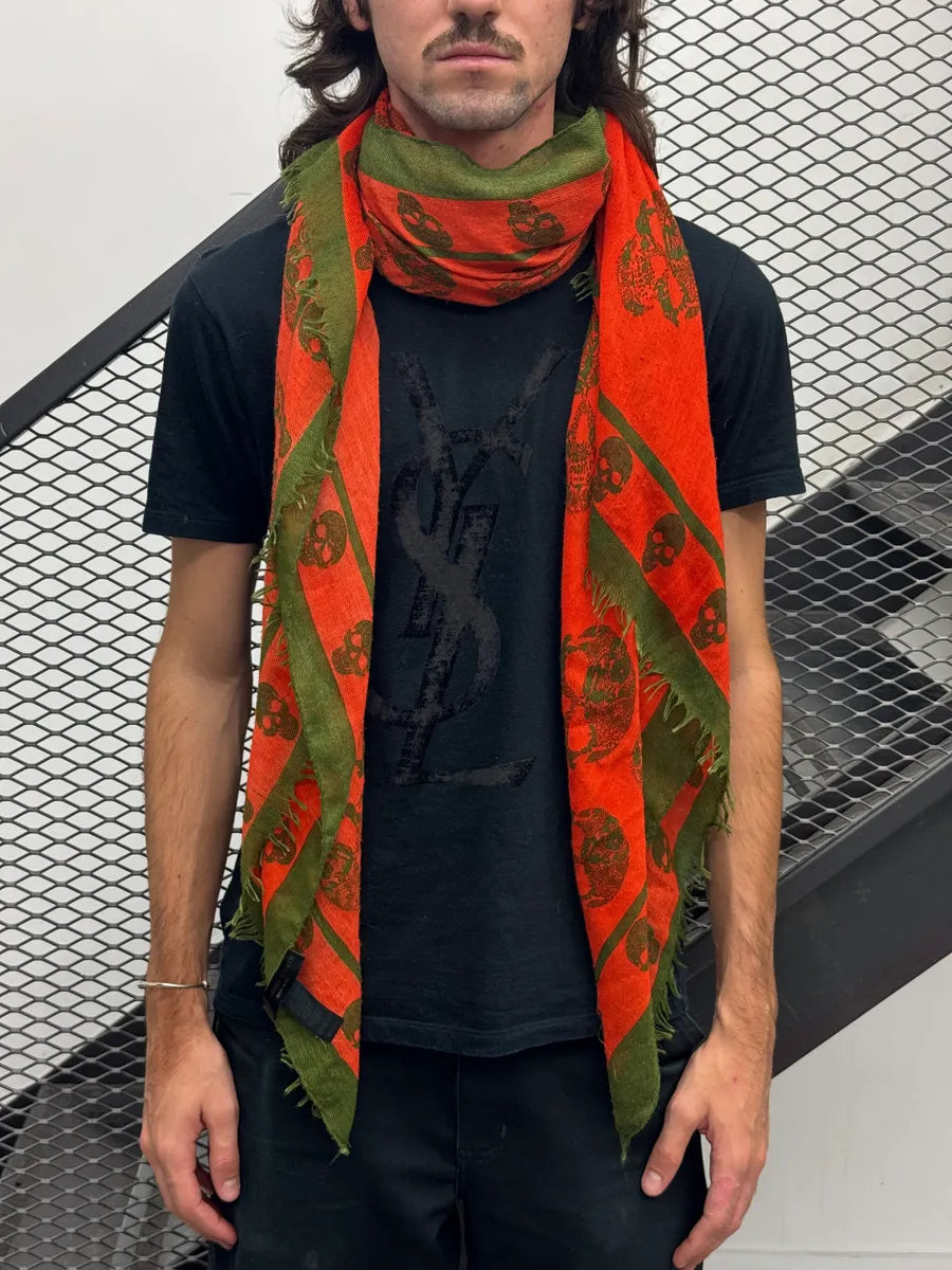 Alexander McQueen Orange Blend Skull Print Scarf chjeBGkF 0