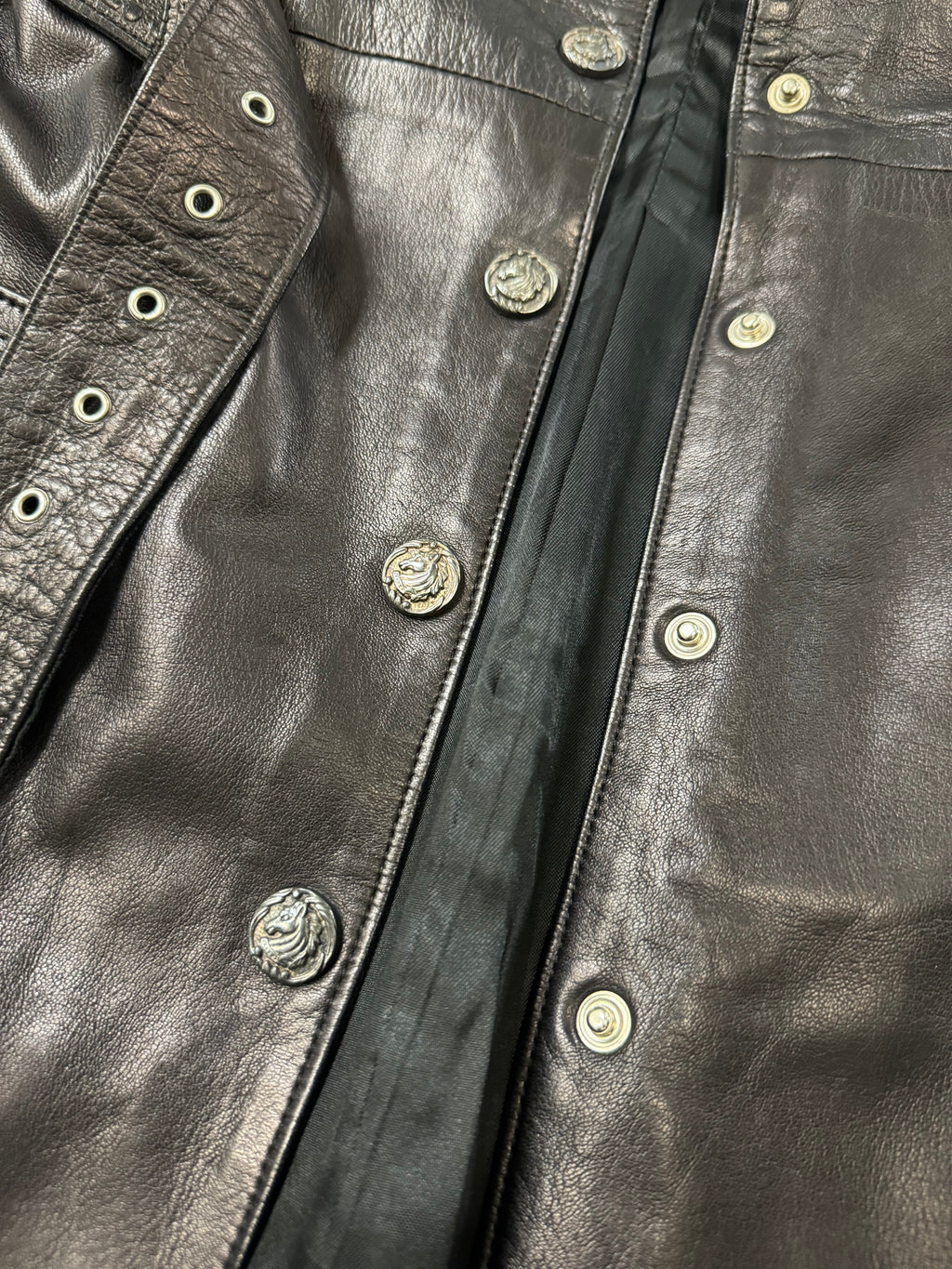 1990s Roberto Cavalli Rock Metallic Embellished Leather Vest  (S/M)