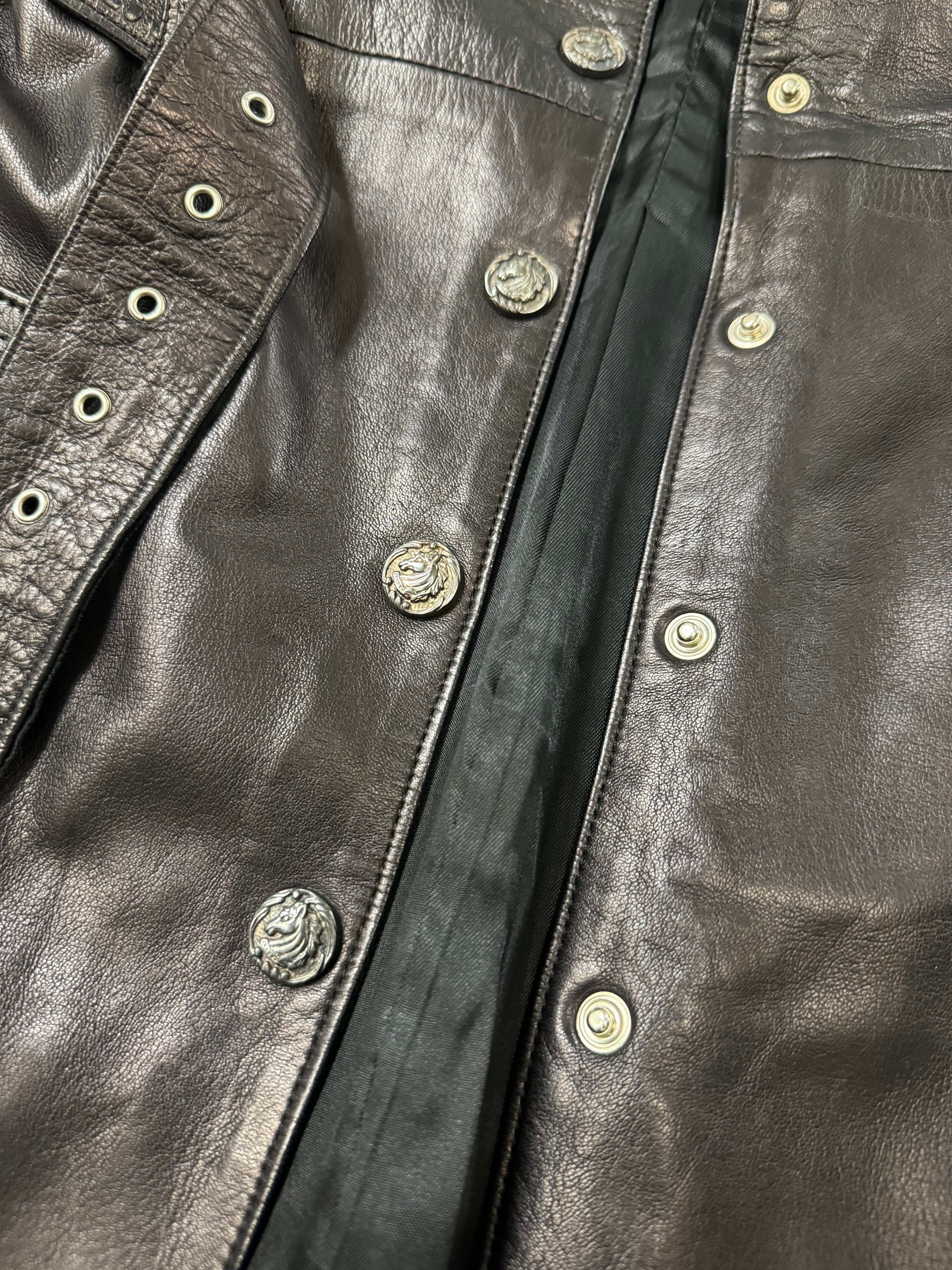 1990s Roberto Cavalli Rock Metallic Embellished Leather Vest  (S/M)