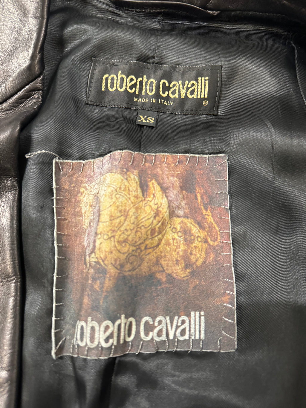 1990s Roberto Cavalli Rock Metallic Embellished Leather Vest  (S/M)