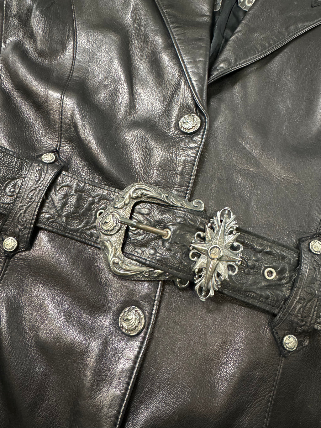 1990s Roberto Cavalli Rock Metallic Embellished Leather Vest  (S/M)