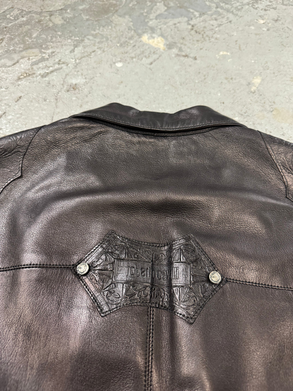 1990s Roberto Cavalli Rock Metallic Embellished Leather Vest  (S/M)