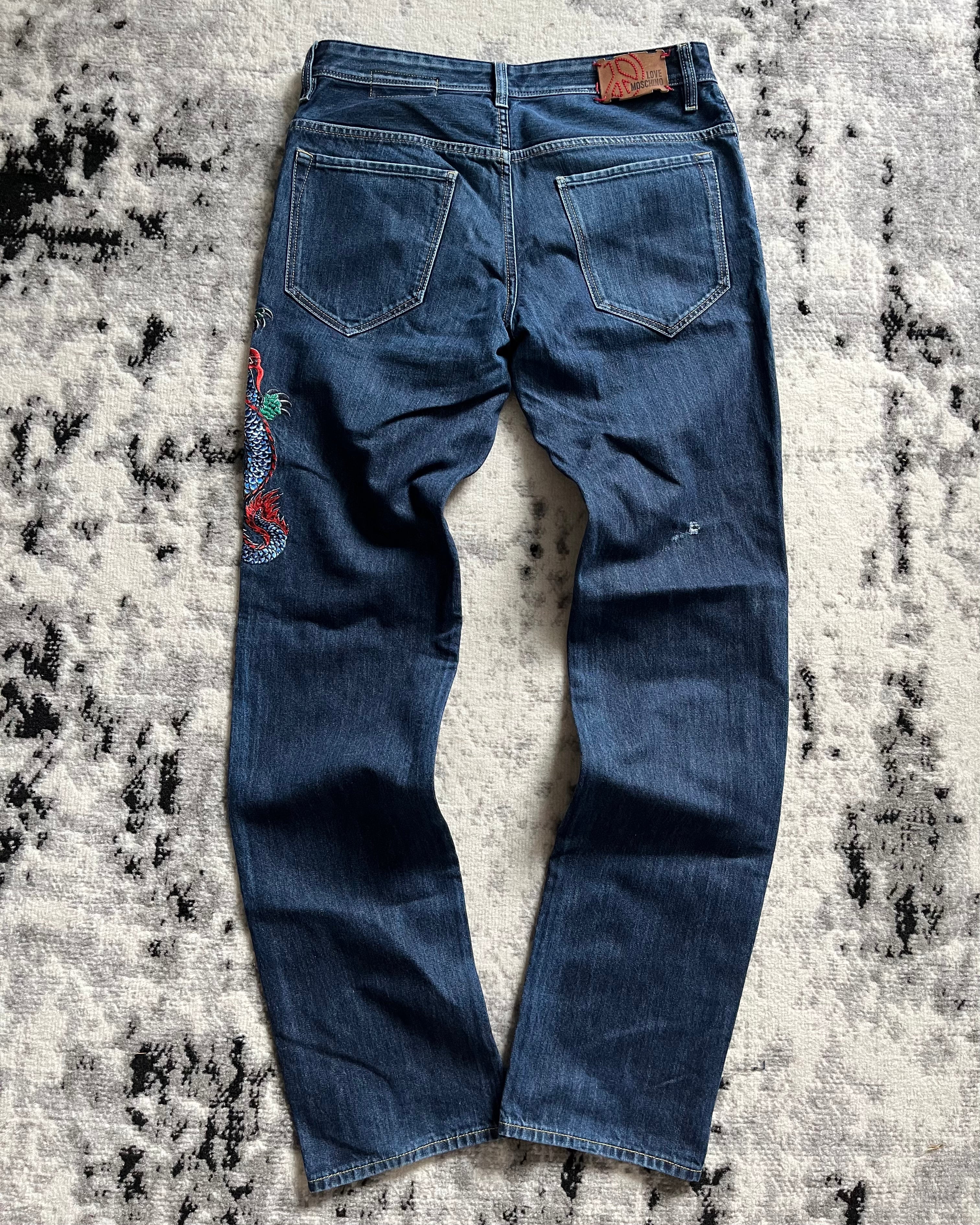 ラブモスキーノ ミスティックチャーム ドラゴン刺繍 ジーンズ (M)