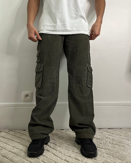 AW04 Dolce & Gabbana Olive Velvet Cargo Pants (S)