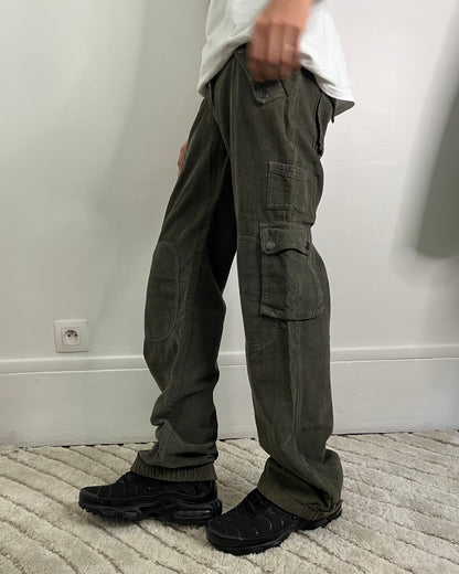 AW04 Dolce & Gabbana Olive Velvet Cargo Pants (S)