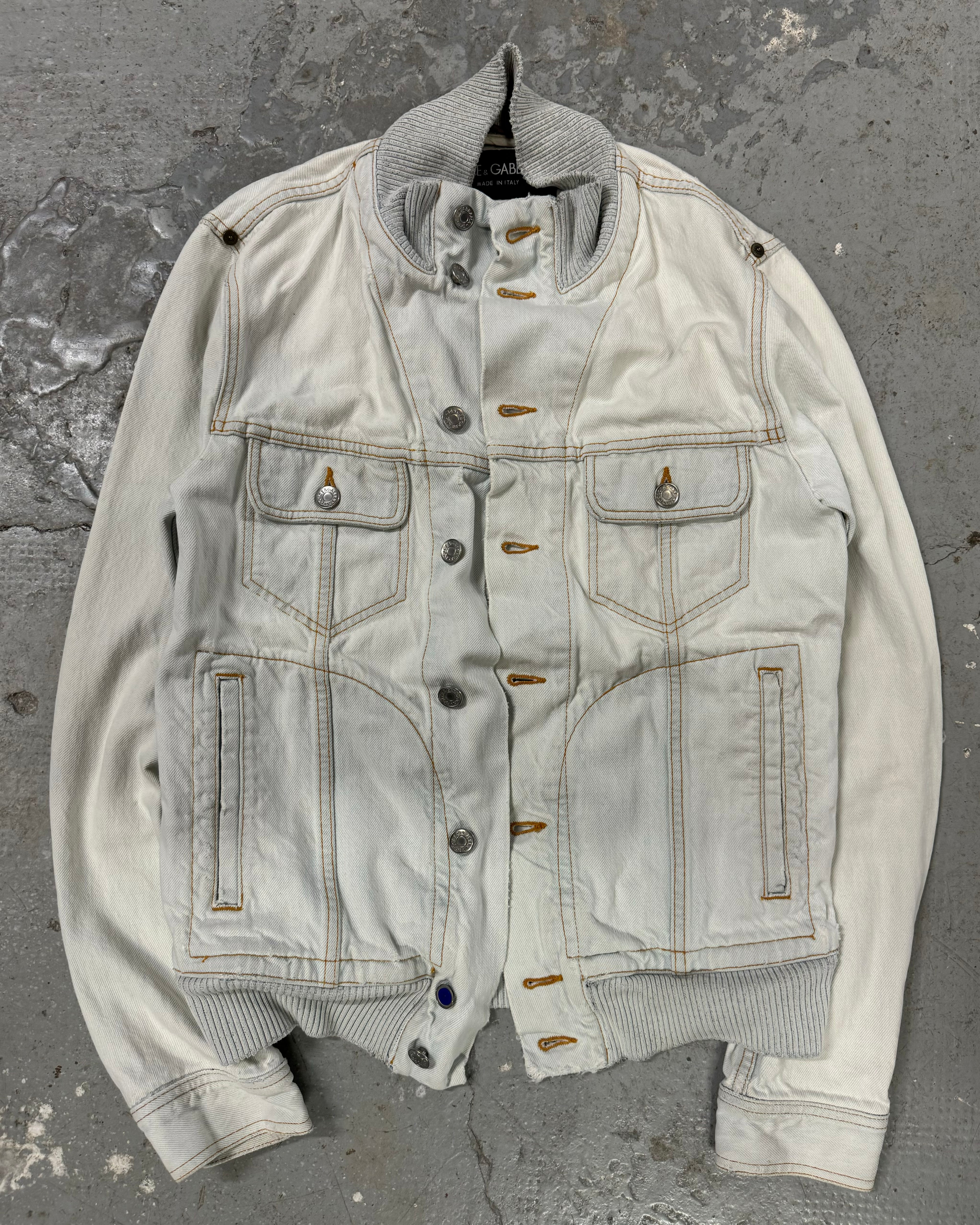 SS2008 Dolce & Gabbana White Denim Jacket (M)