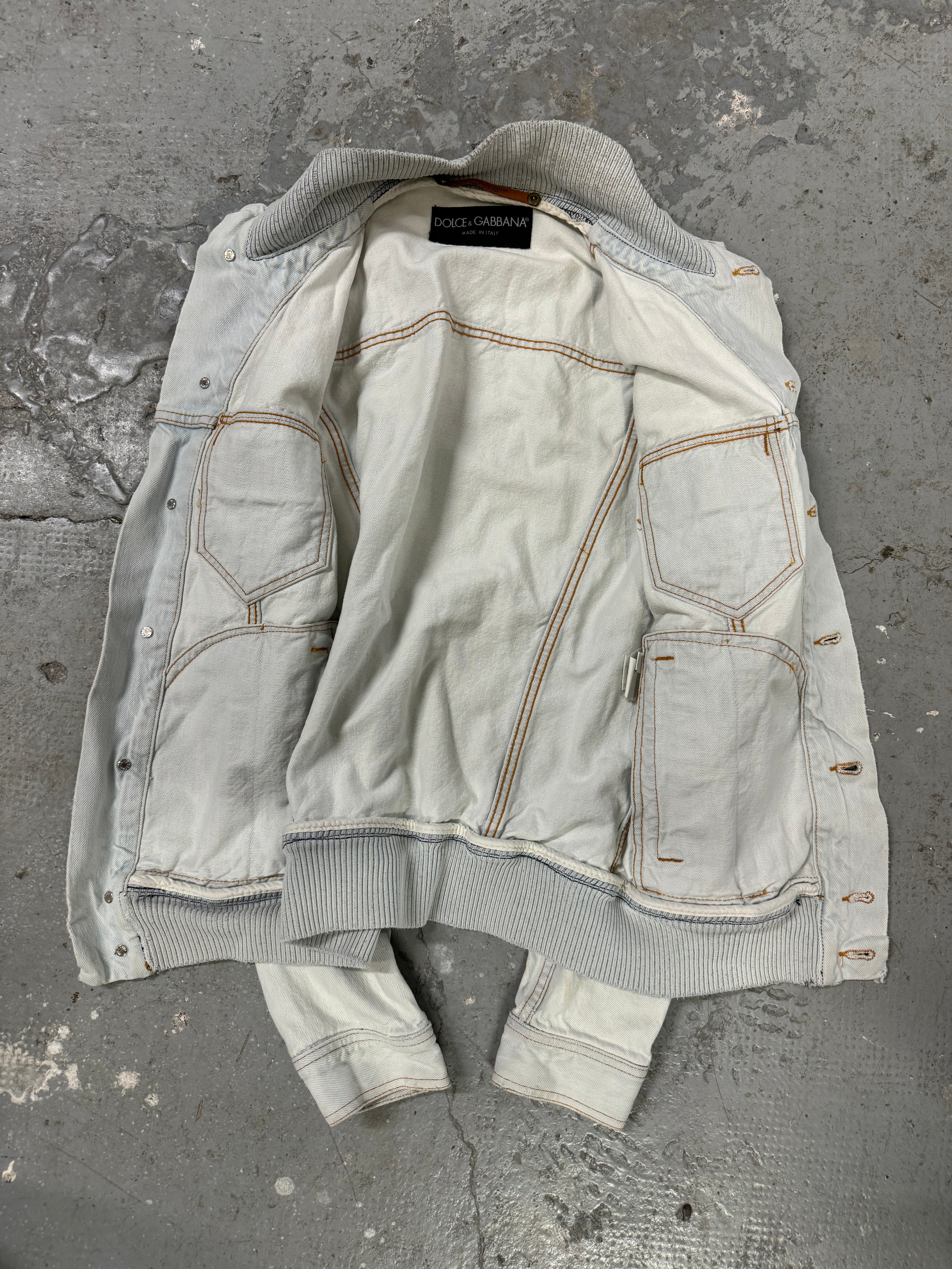 SS2008 Dolce & Gabbana White Denim Jacket (M)