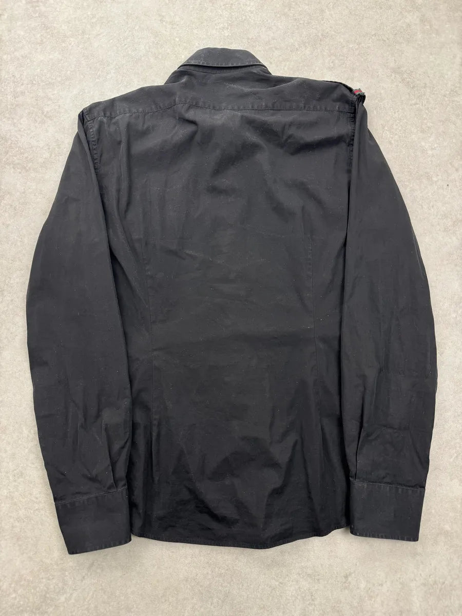 2000s Gucci Black Officer Military Stripe Shirt avetnXFR 4