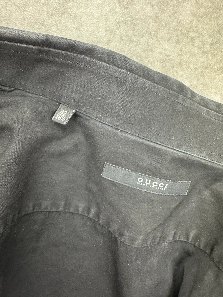 2000s Gucci Black Officer Military Stripe Shirt avetnXFR 8