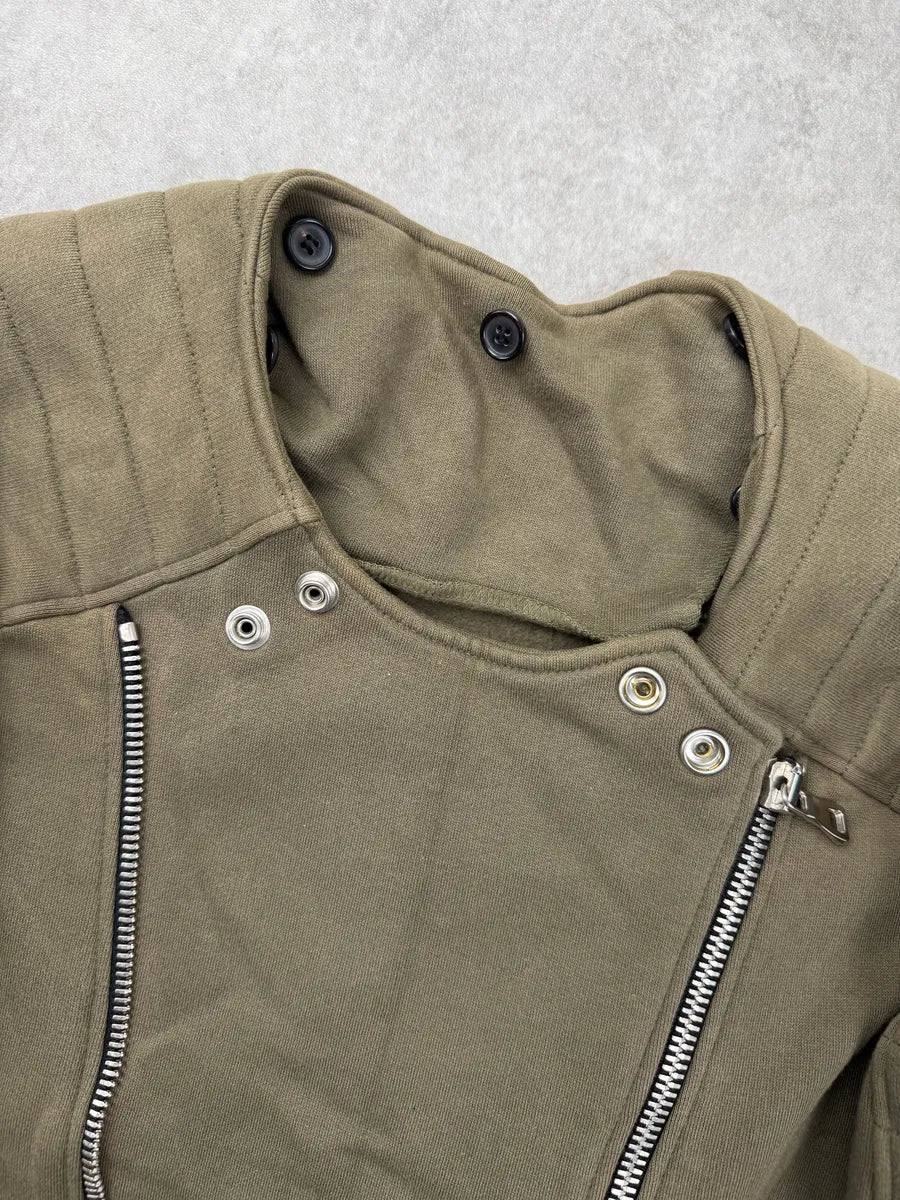 AW2014 Balmain Olive Padded Biker Horpist Jacket vxqVzQWv 9