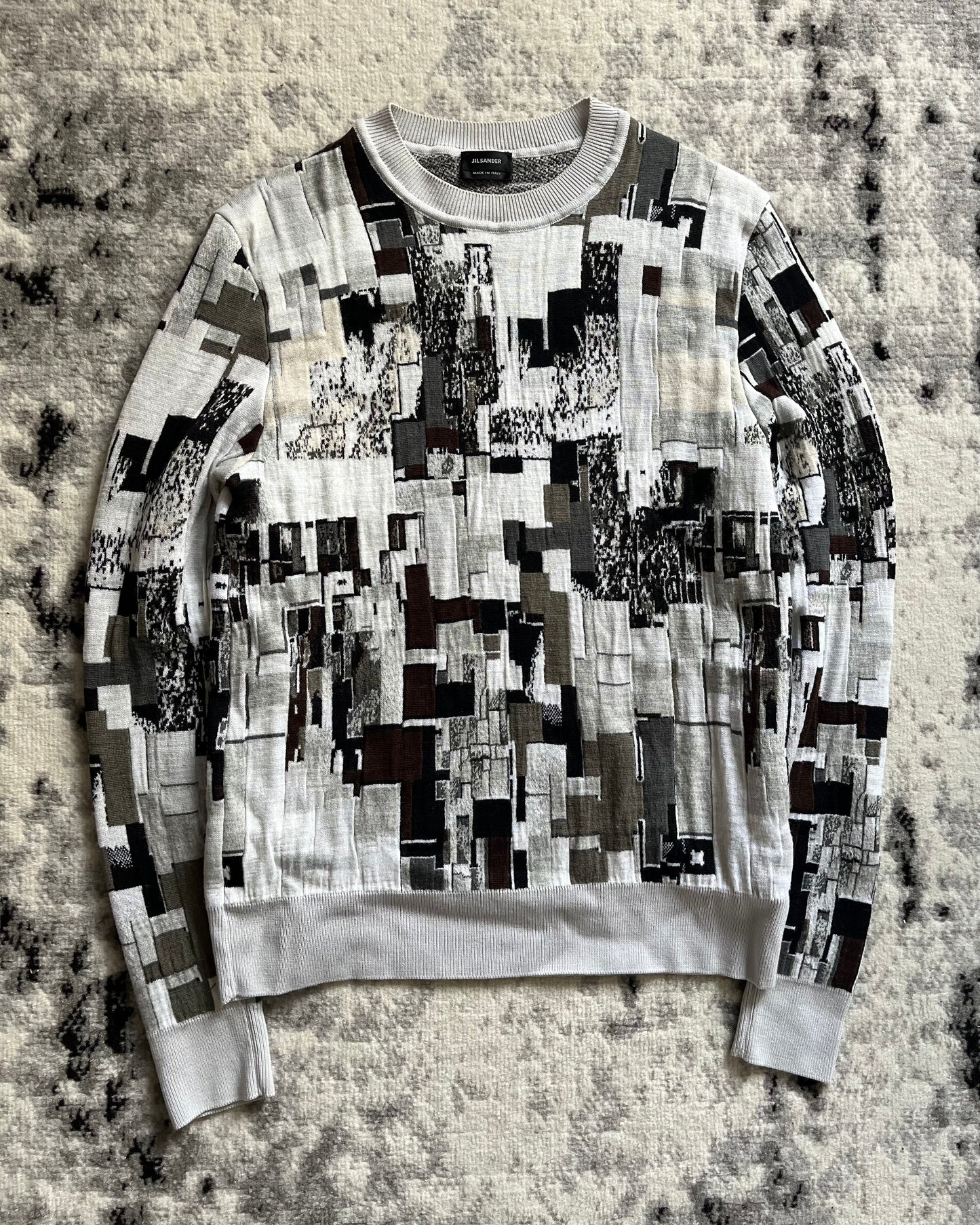 Jil Sander Artistic Patchwork Dimension Grey Sweater (M/L)